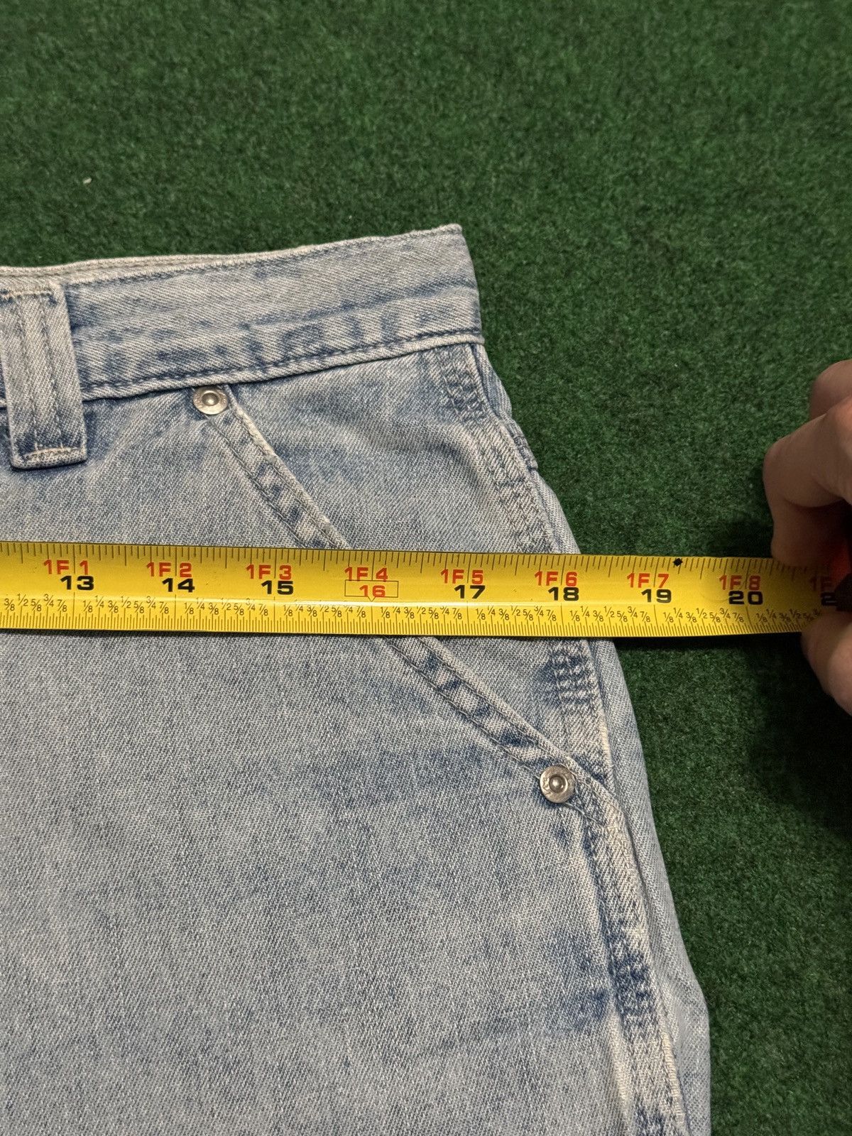 Lee × Vintage Vtg 90s Y2K Lee Dungaree Carpenter Jorts 11 6” Denim Shorts Size 32" / US 10 / IT 46 - 4 Thumbnail