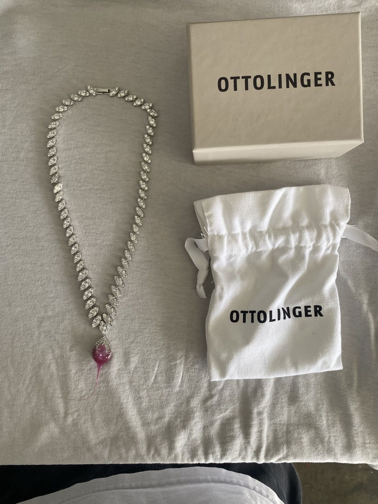 Ottolinger Ottolinger Exclusive Silver & Pink Diamond Dip Necklace Size ONE SIZE - 5 Thumbnail