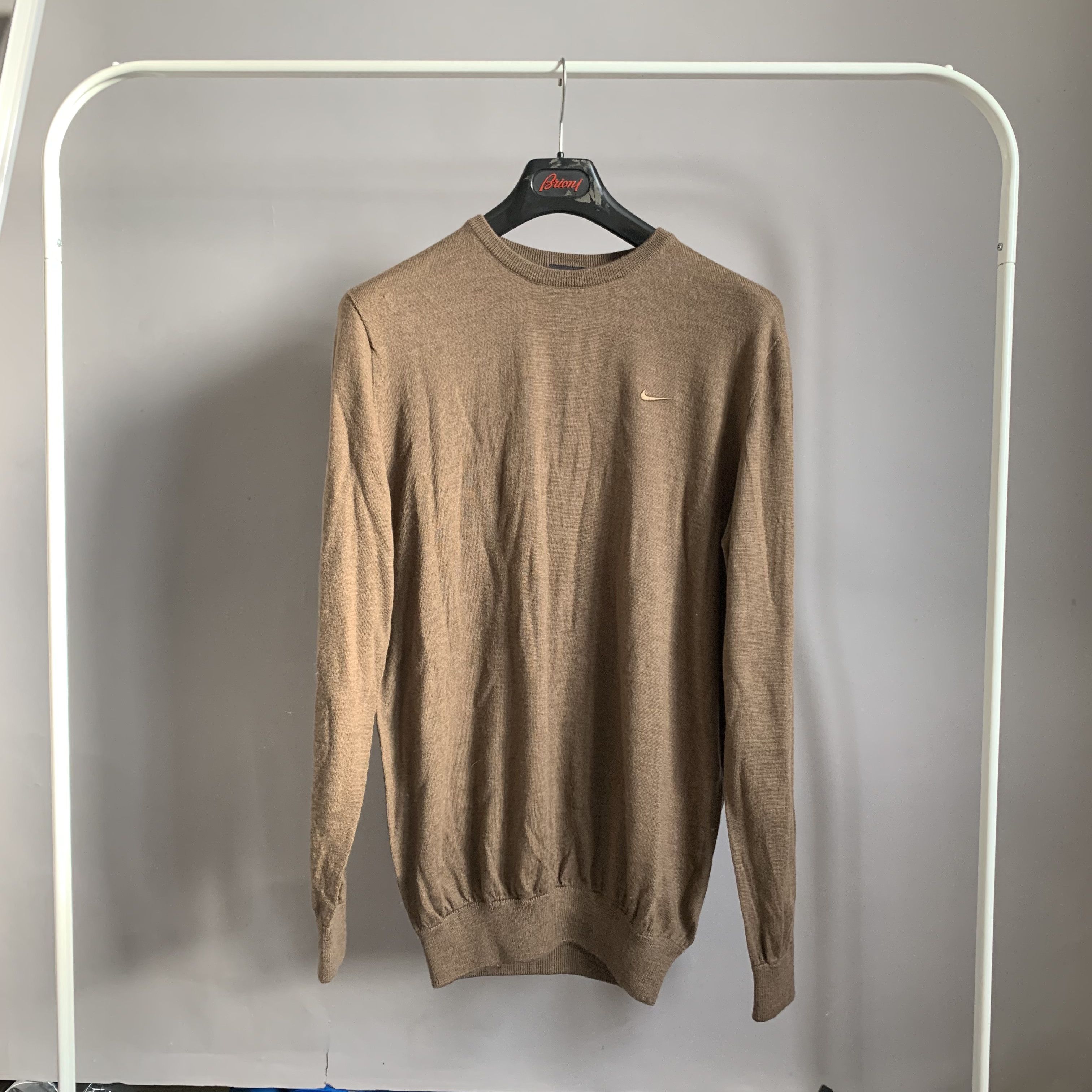 Nike × Vintage Nike Vintage Rare Brown CrewNeck Baggy Wool Sweater Size US L / EU 52-54 / 3 - 6 Thumbnail