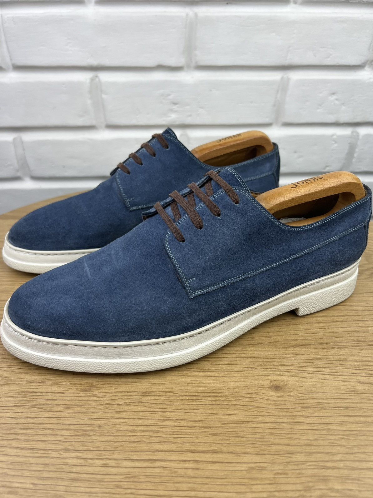 Gucci GUCCI Derby Suede Shoes Lace-up GG Logo Blue Men’s Size US 9.5 / EU 42-43 - 1 Thumbnail