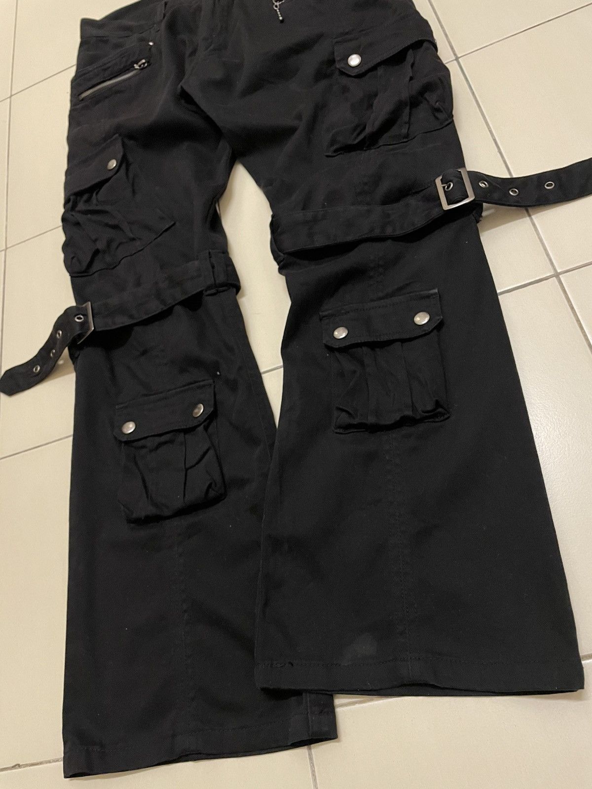 Japanese Brand Semantic Design Cargo Strap Bondage Flare Pants Size US 32 / EU 48 - 3 Thumbnail