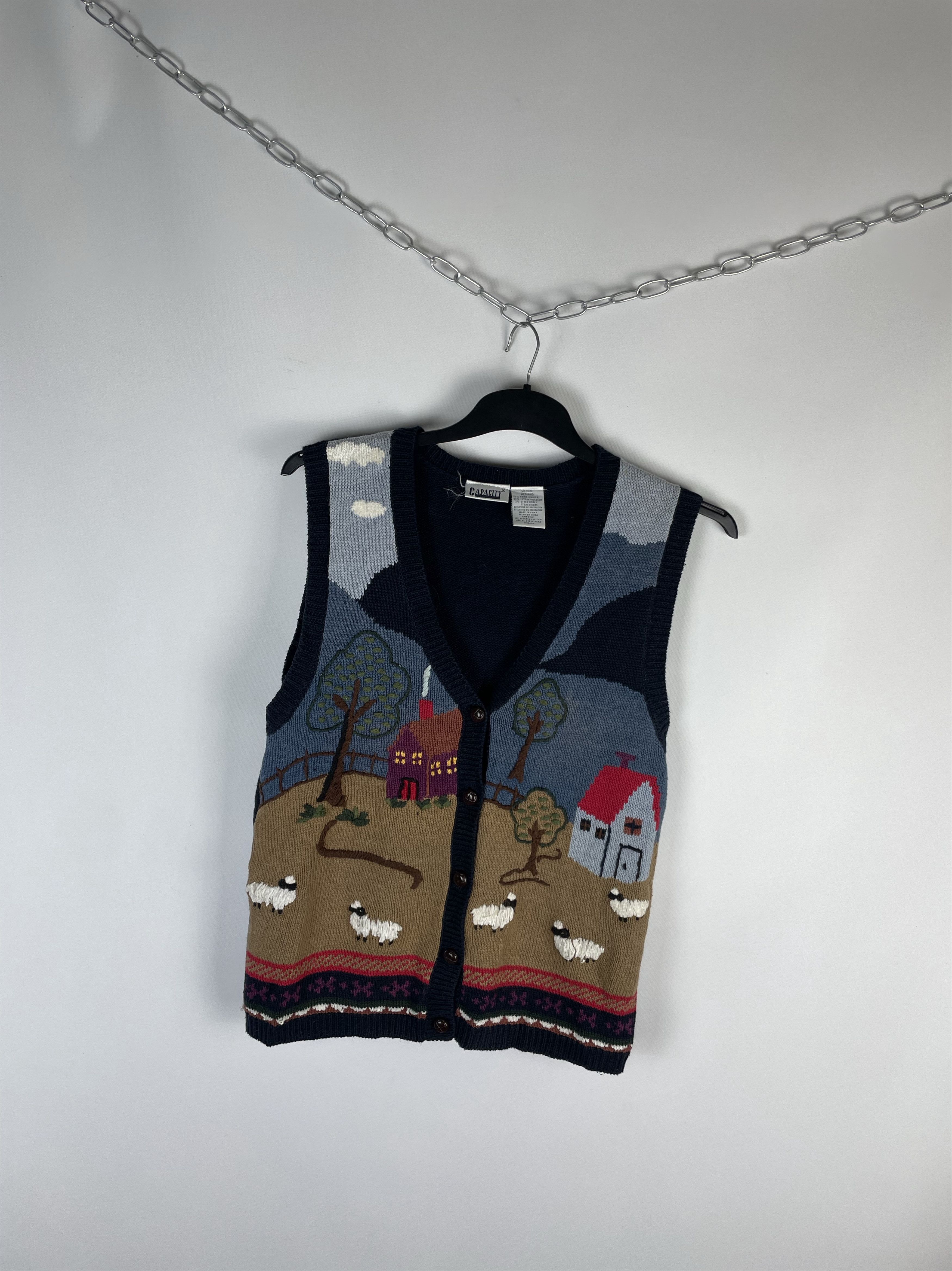 Vintage Vintage Knit Vest Hand Made Y2K Style USA 90s Size US M / EU 48-50 / 2 - 2 Thumbnail