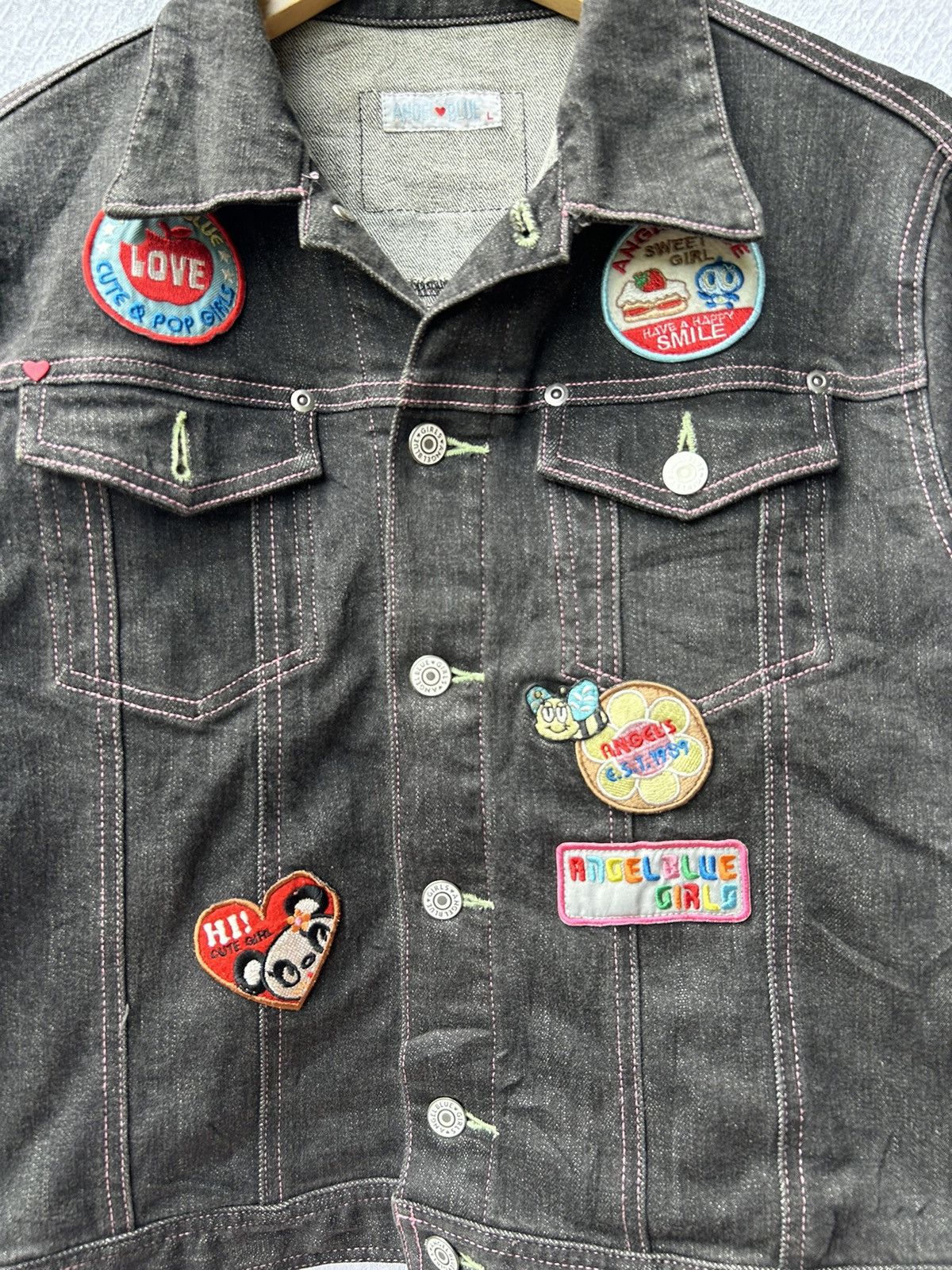 Angel Blue × Hysteric Glamour × Japanese Brand 💸BINDINGOFFER💸Angelblue patch trucker black denim styled Size US M / EU 48-50 / 2 - 6 Thumbnail