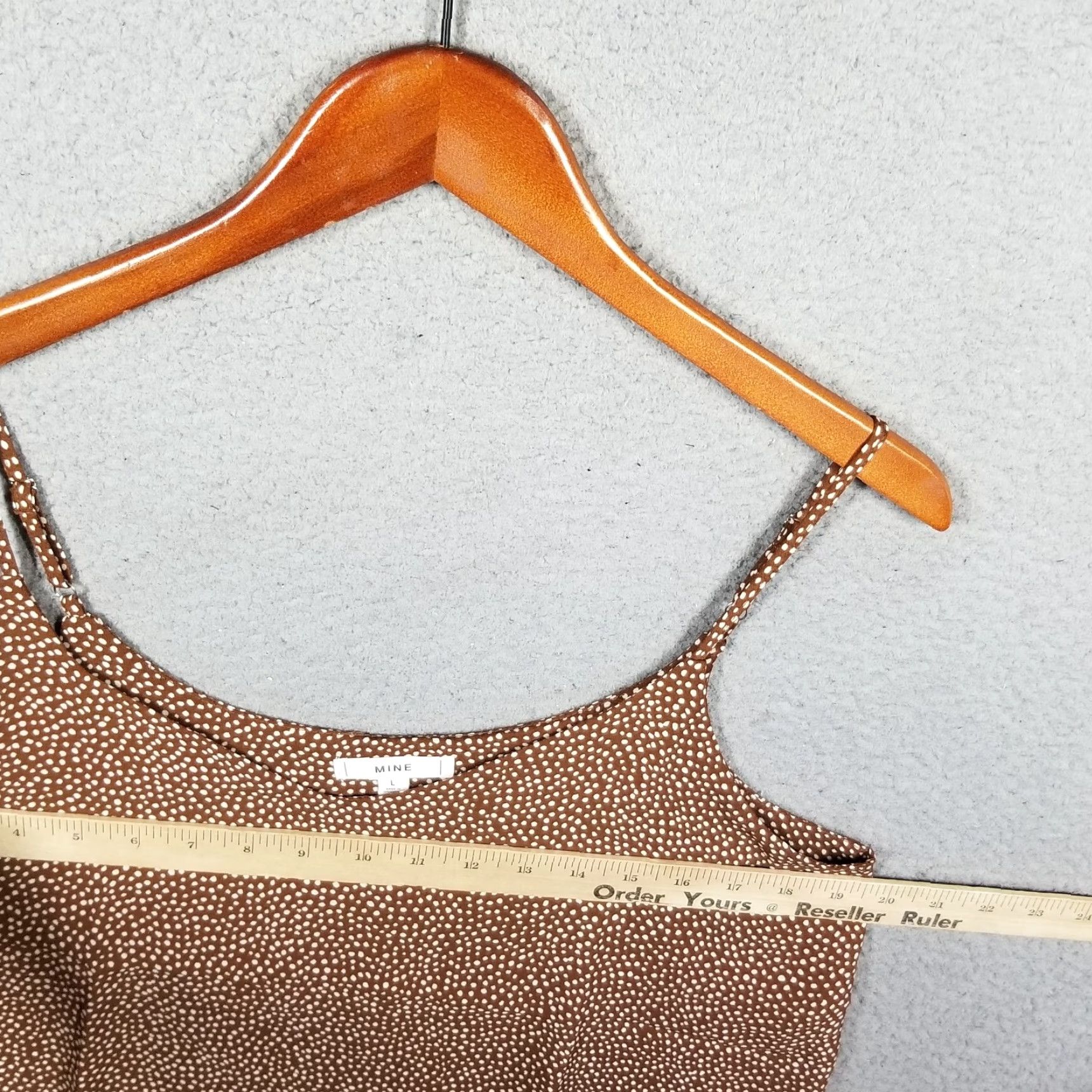 Anthropologie VINTAGE Anthropologie MINE Women's Tank Top Sleeveless Spaghetti Strap Brown Polka Dot Basic 2010s Large Size L / US 10 / IT 46 - 5 Thumbnail