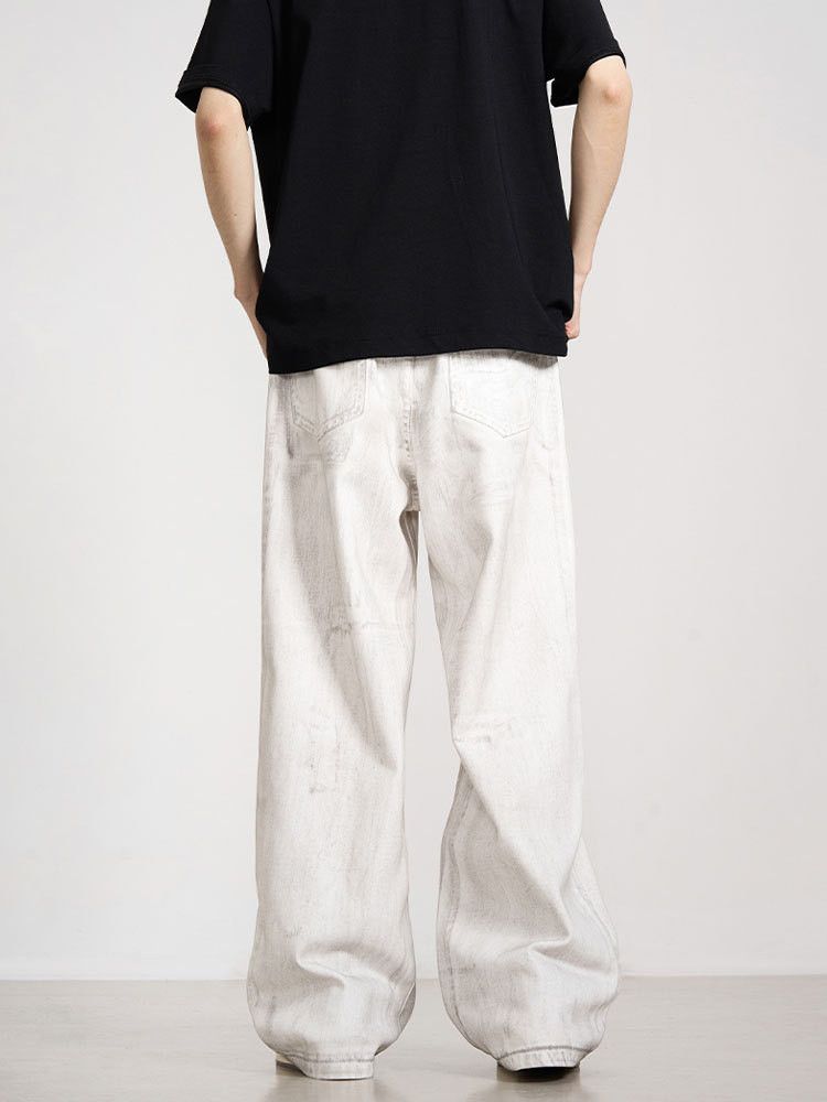 Japanese Brand × Jean Men's vintage washed distressed loose straight ripped jeans Size US 32 / EU 48 - 5 Thumbnail