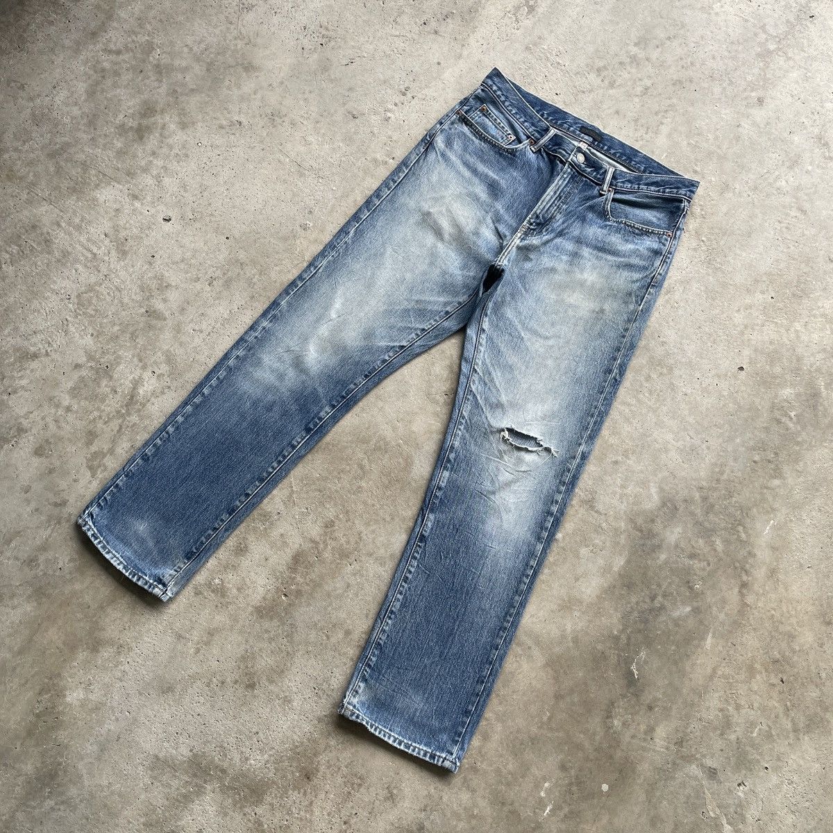 Japanese Brand W33 Vintage Japanese Distressed StoneWash Jeans Faded Pants Size US 33 - 2 Thumbnail