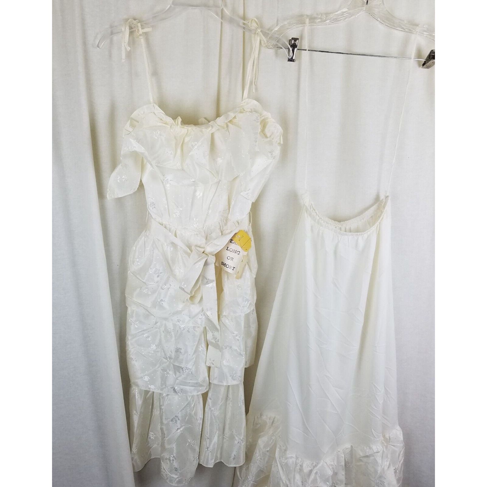 Vintage Tiered Ruffled Lace Short Maxi Dress Victorian Diamonds Run Size S / US 4 / IT 40 - 4 Thumbnail