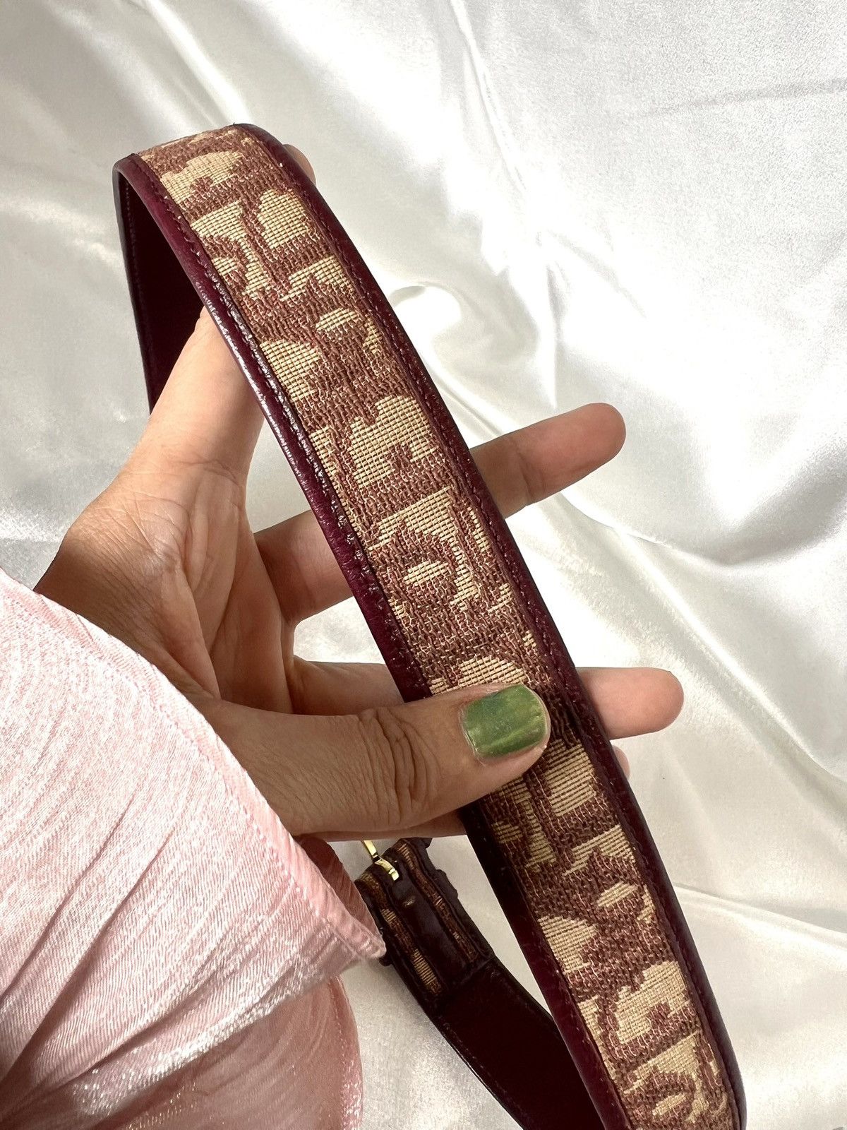 Dior Dior Leather Belt – Burgundy/Beige Monogram Size ONE SIZE - 4 Thumbnail