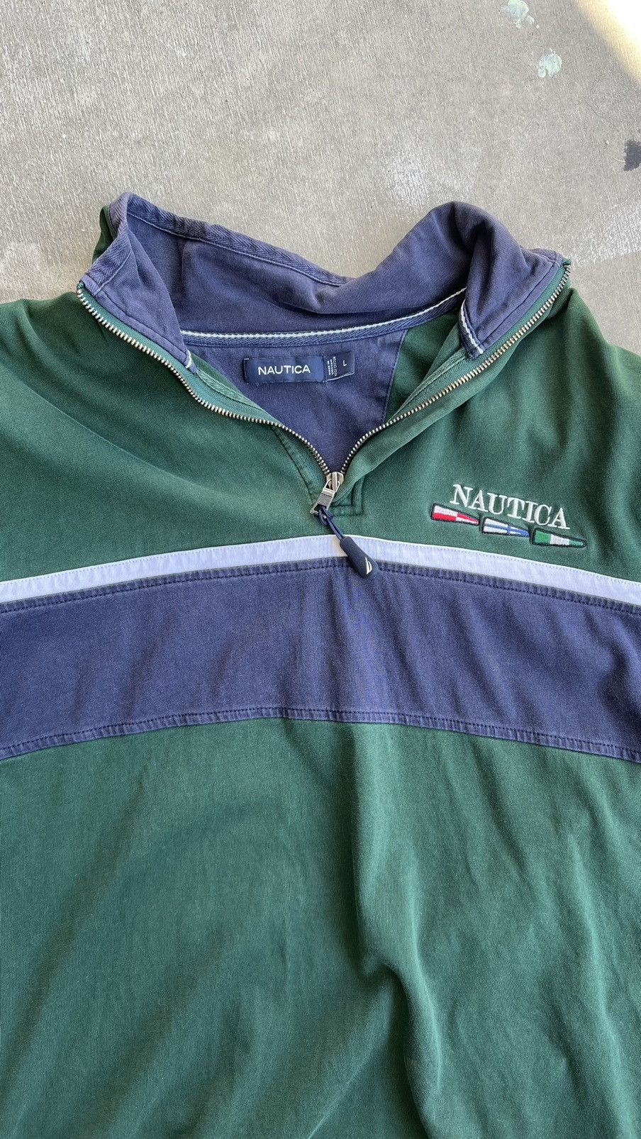 Nautica × Vintage Vintage Green Nautica Quarter Zip Size US L / EU 52-54 / 3 - 2 Thumbnail