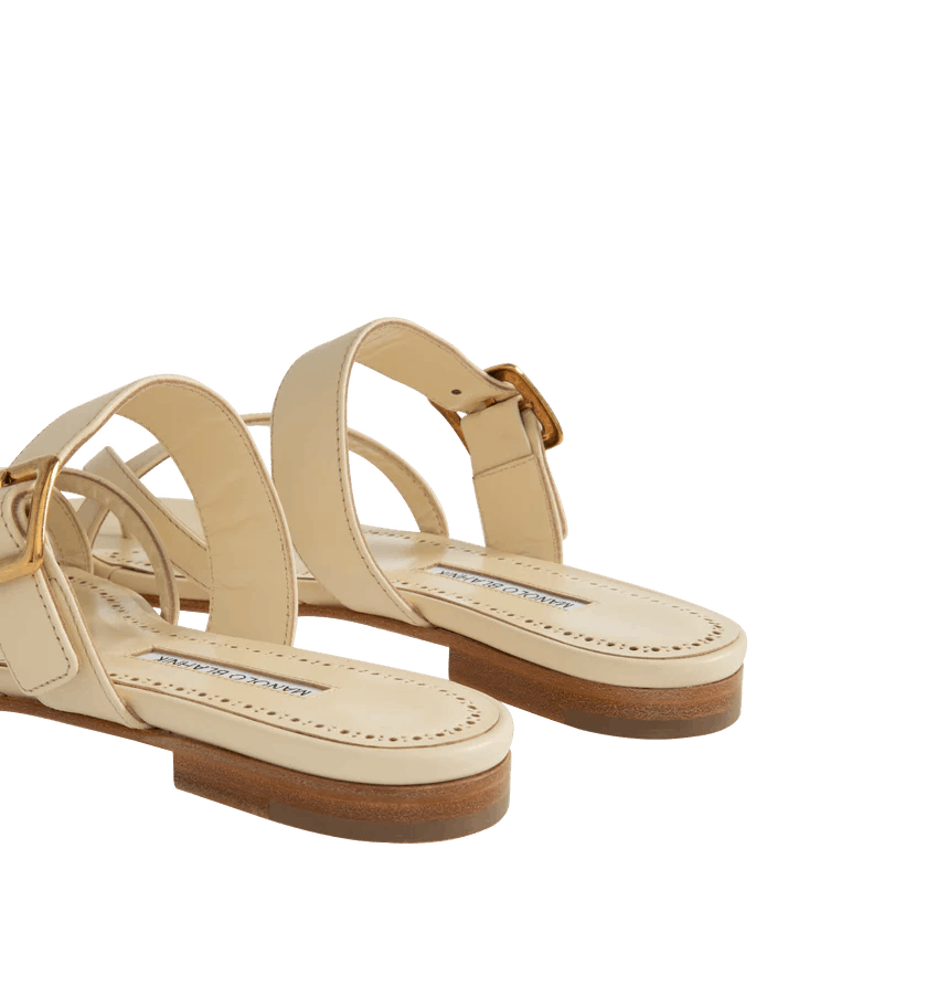 Manolo Blahnik o1h1sh11225 Thalusa Flat Sandals in Light Beige Size US 6.5 / IT 36.5 - 4 Thumbnail