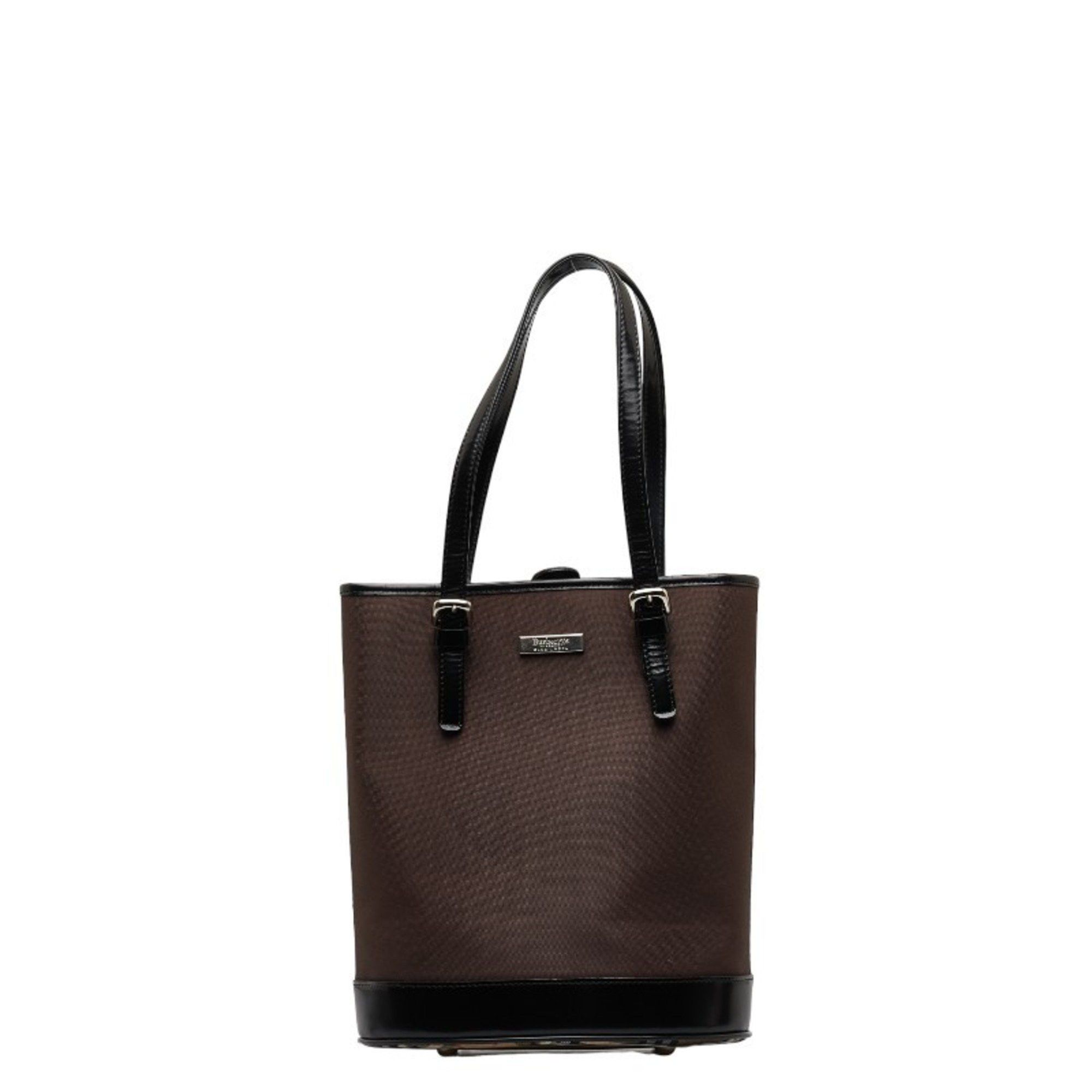image of Burberry Nova Check Handbag Tote Bag Brown Black Nylon Leather Women's Burberry