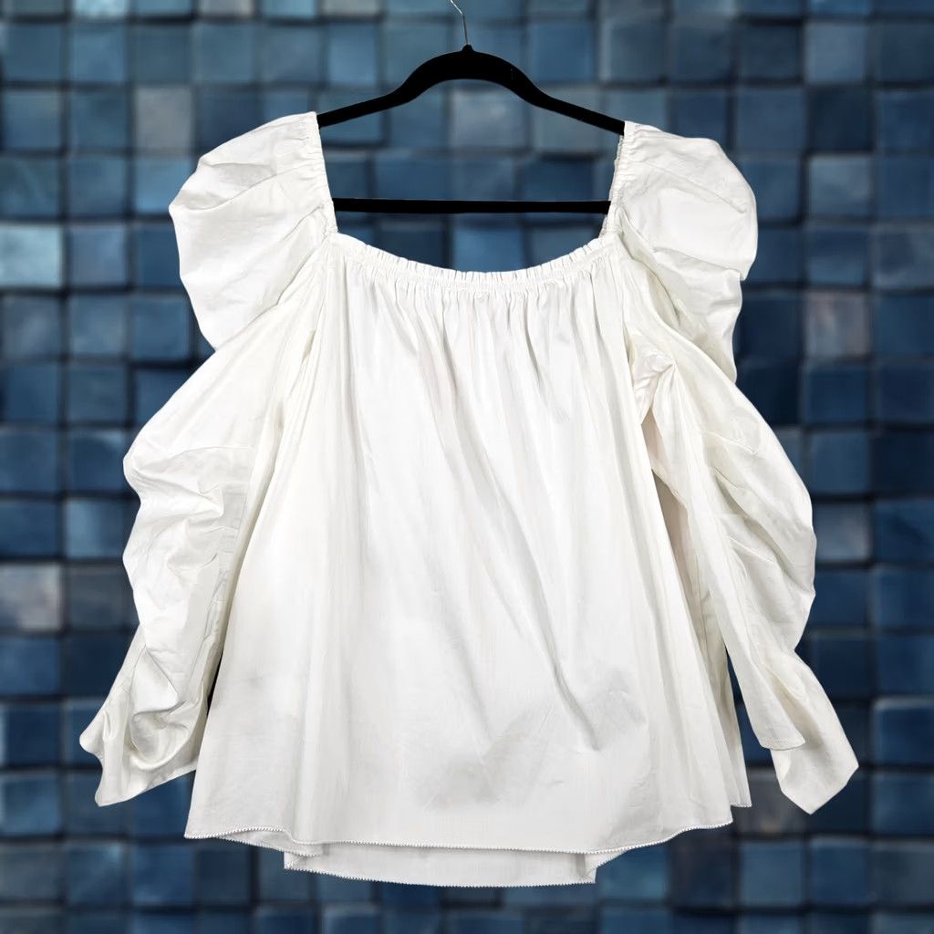 Vintage kate spade new york Women's Freshwhite Poplin Square Neck Blouse Size 8 NWT Size M / US 6-8 / IT 42-44 - 1 Thumbnail