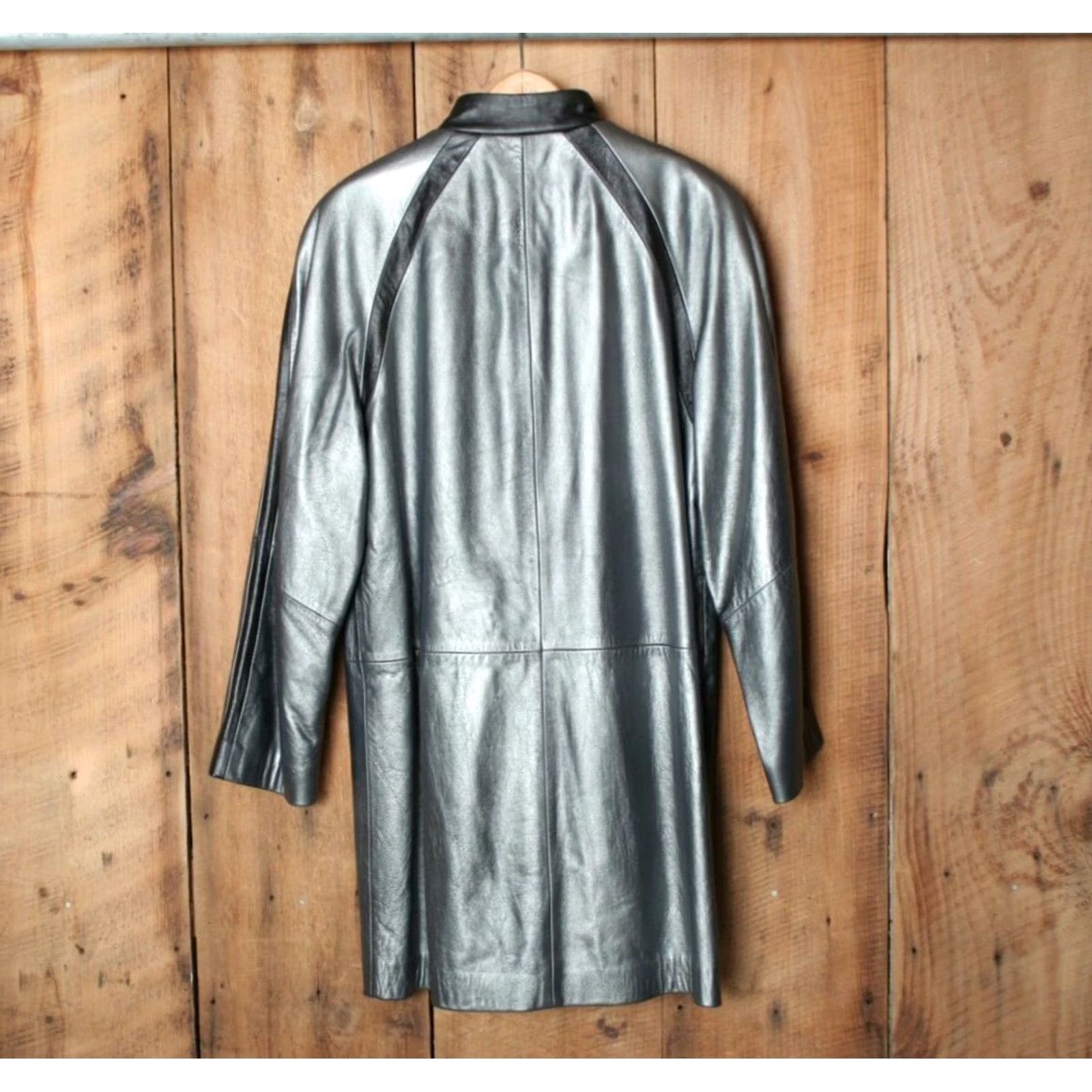 Vintage VINTAGE Tibor Leathers Leather Jacket Womens Sz. L Pewter Black Leather Jacket (Basic) Womens L Polo? Size L / US 10 / IT 46 - 7 Thumbnail