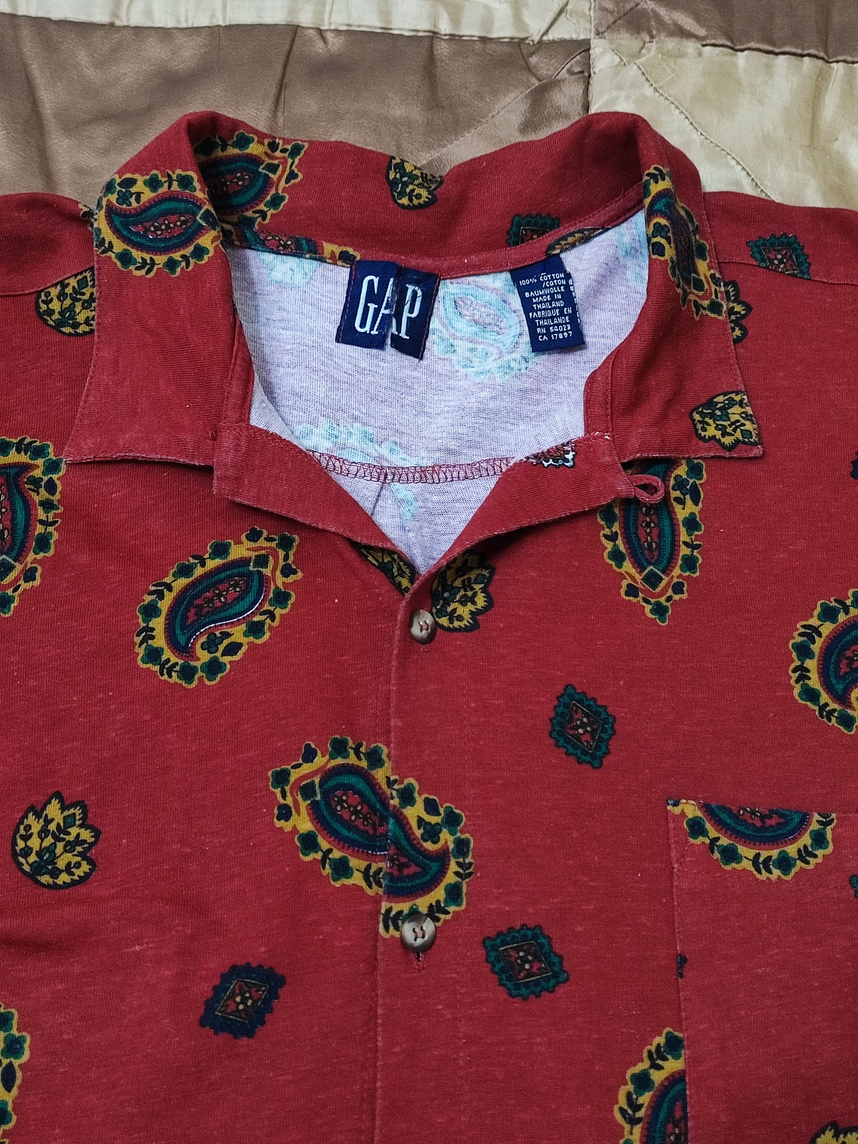 Gap Vintage 90's Gap Paisley Design short sleeve Shirt Size US XL / EU 56 / 4 - 6 Thumbnail