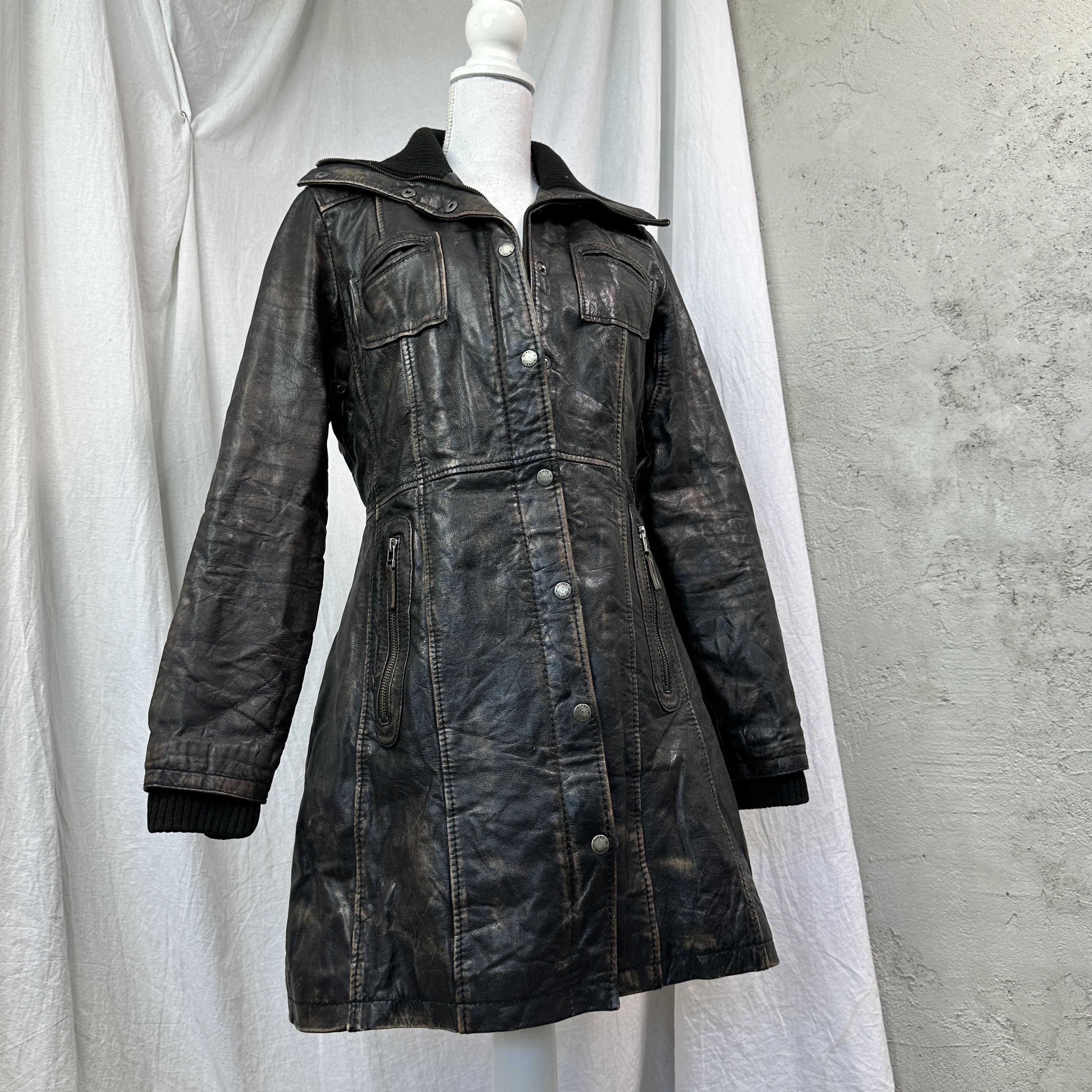 Vintage Vintage Leather Maxi Washed Matrix Coat/Jacket 00s Size US M / EU 48-50 / 2 - 1 Thumbnail