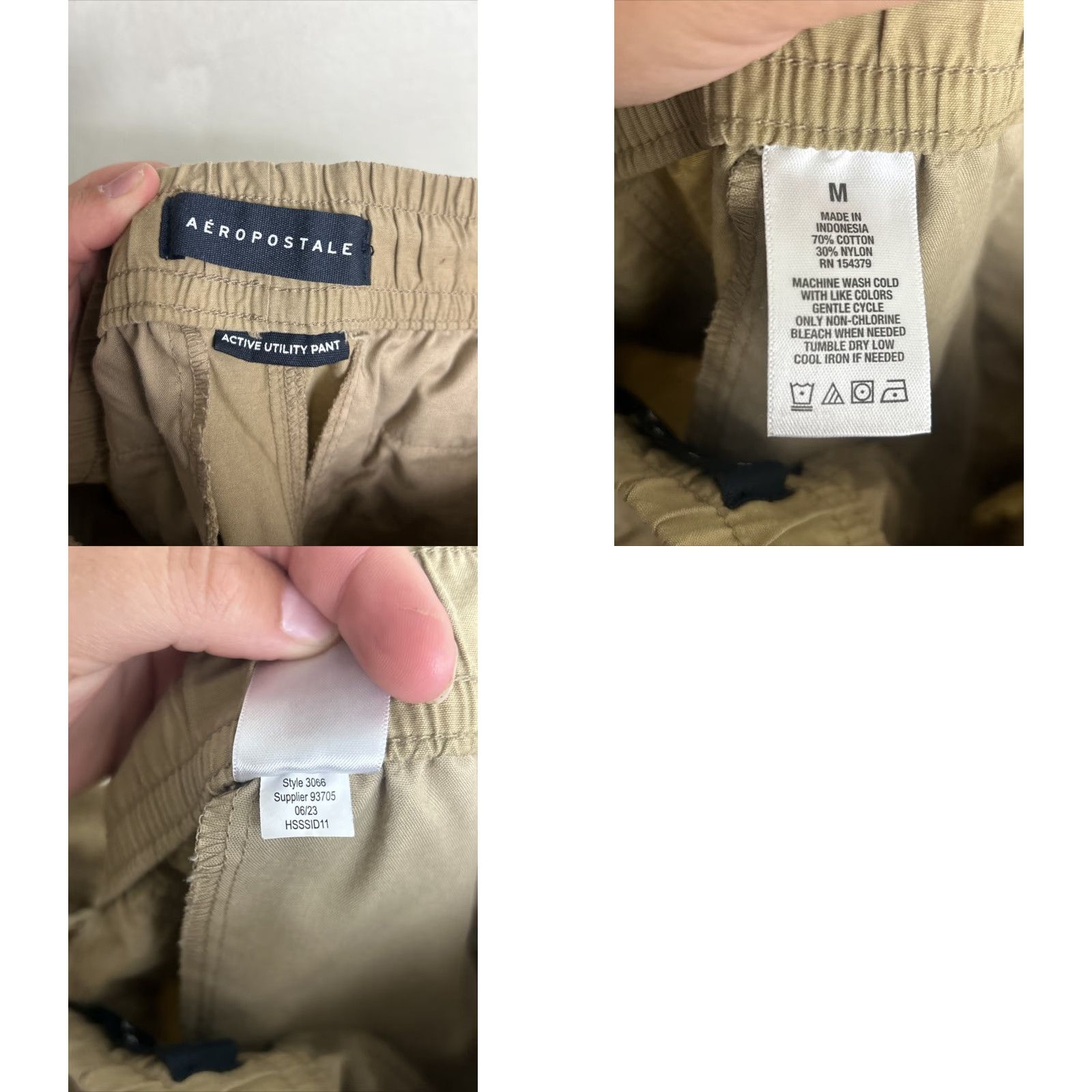 Vintage Aéropostale Mens Medium Active Utility Cargo Pants Pull On Beige 32x31 Size US 31 - 9 Thumbnail