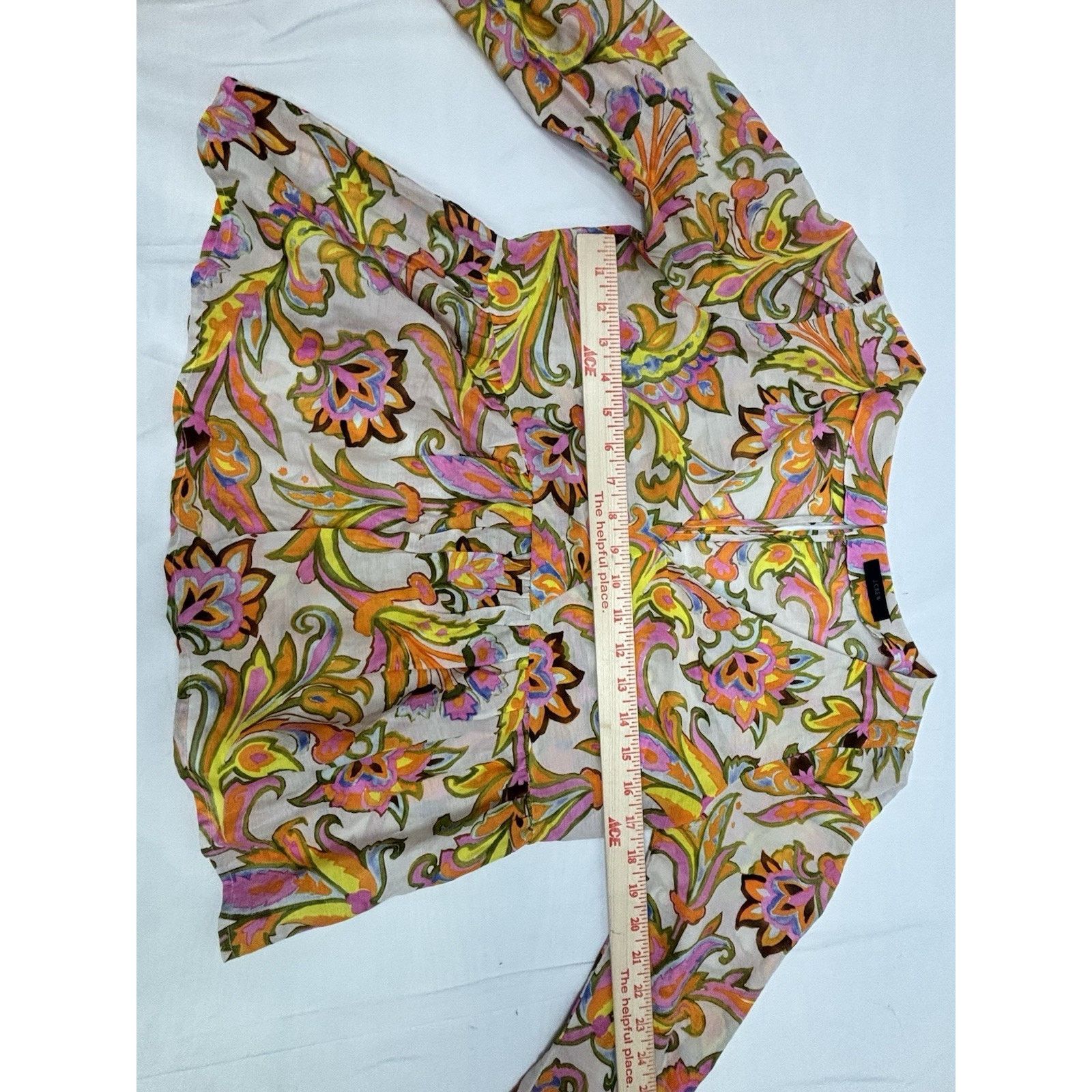 J.Crew J. Crew V Neck Floral Blouse Pink Orange Cotton Silk Size S Size S / US 4 / IT 40 - 4 Thumbnail