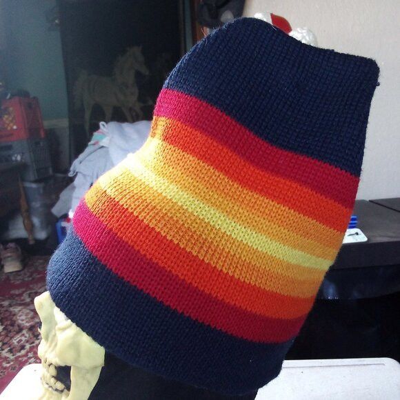 Vintage Vintage 80s Smiley Stiped Wool Winter Ski Hat Beanie Size ONE SIZE - 2 Thumbnail