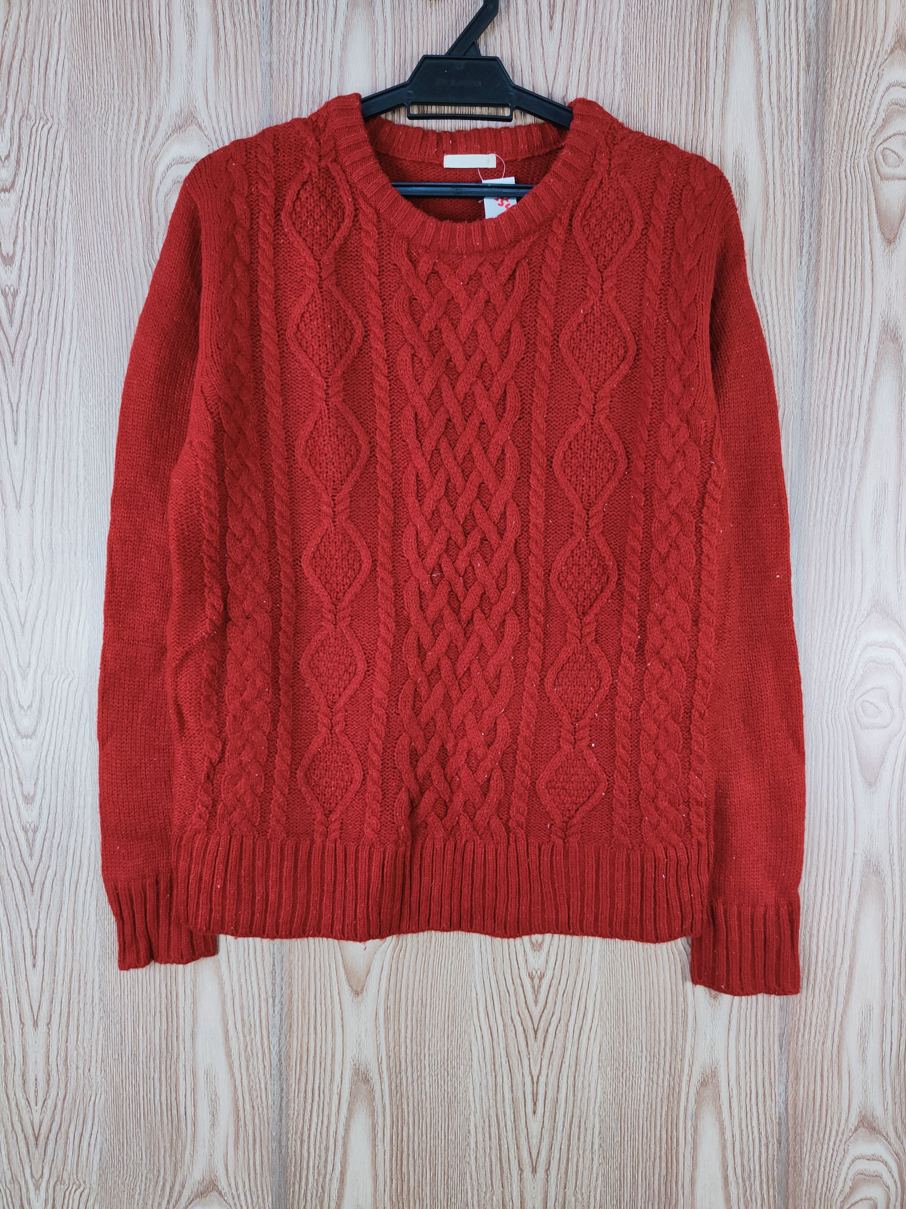 GU GU Red cable Knitwear Sweatshirts #W254 Size US S / EU 44-46 / 1 - 1 Thumbnail
