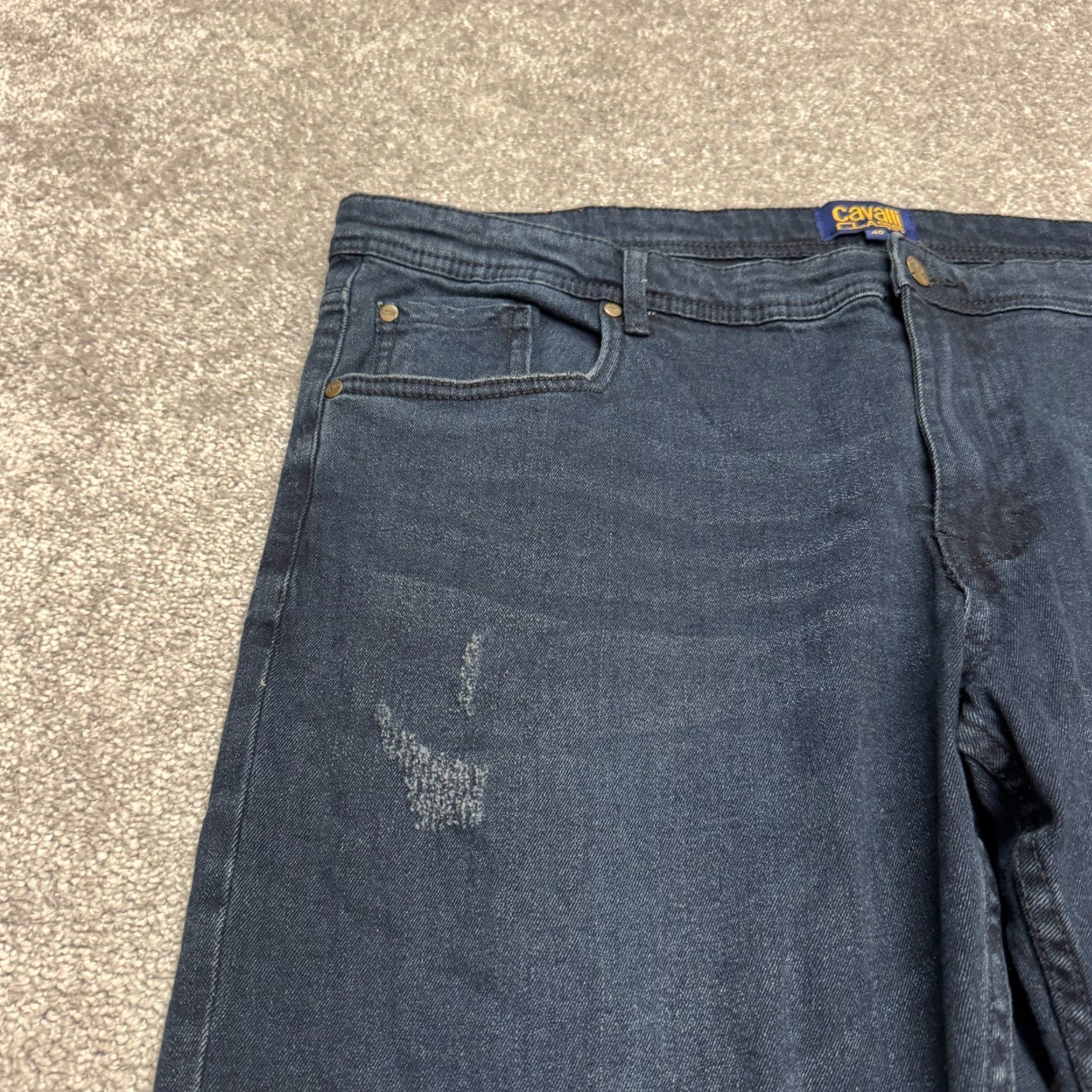 Cavalli Class Cavalli Class Jeans - Men - 40 - Distressed Straight Leg Denim - Blue Dark Wash - 5-Pocket - Regular Fit Size US 40 / EU 56 - 7 Thumbnail