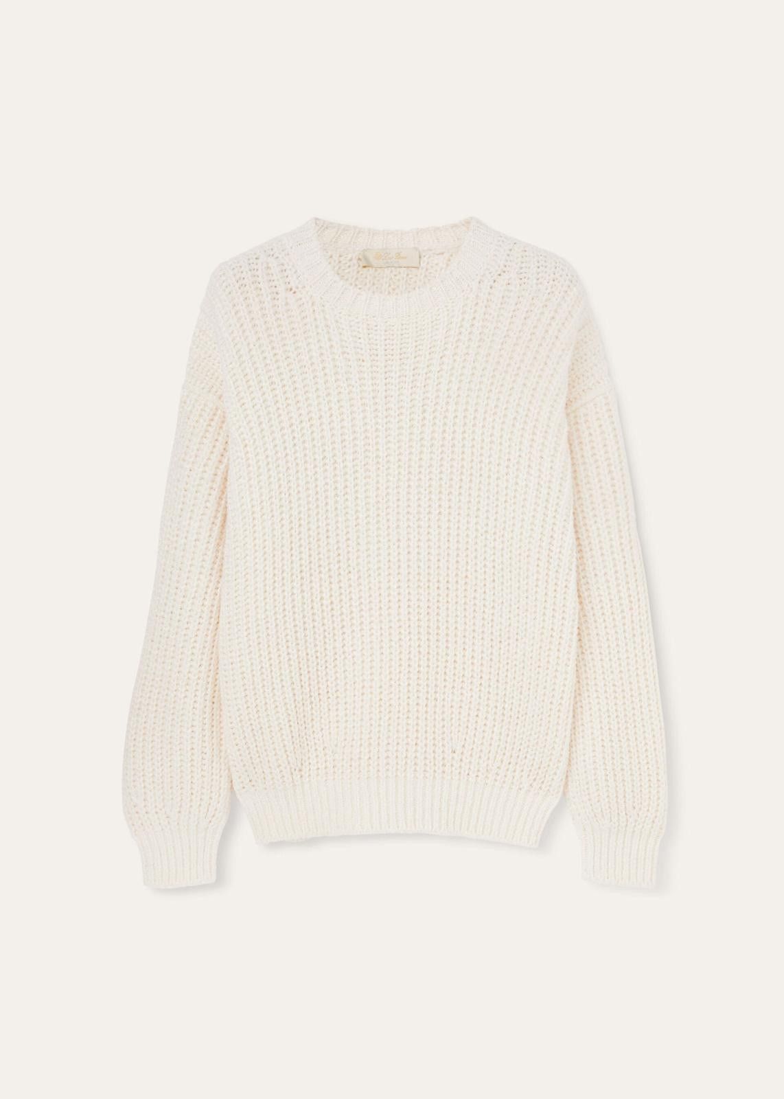 Loro Piana o1srvl11e0425 FAN6406 Cocooning Crewneck Sweater in White Size M / US 6-8 / IT 42-44 - 1 Thumbnail