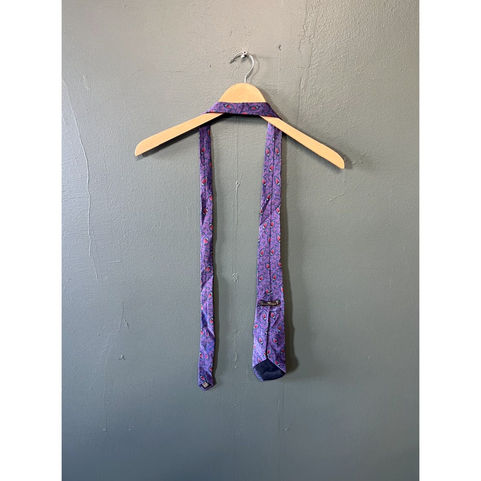 Valentino VINTAGE Valentino Mens Purple Paisley Pattern Silk Tie Size ONE SIZE - 2 Thumbnail