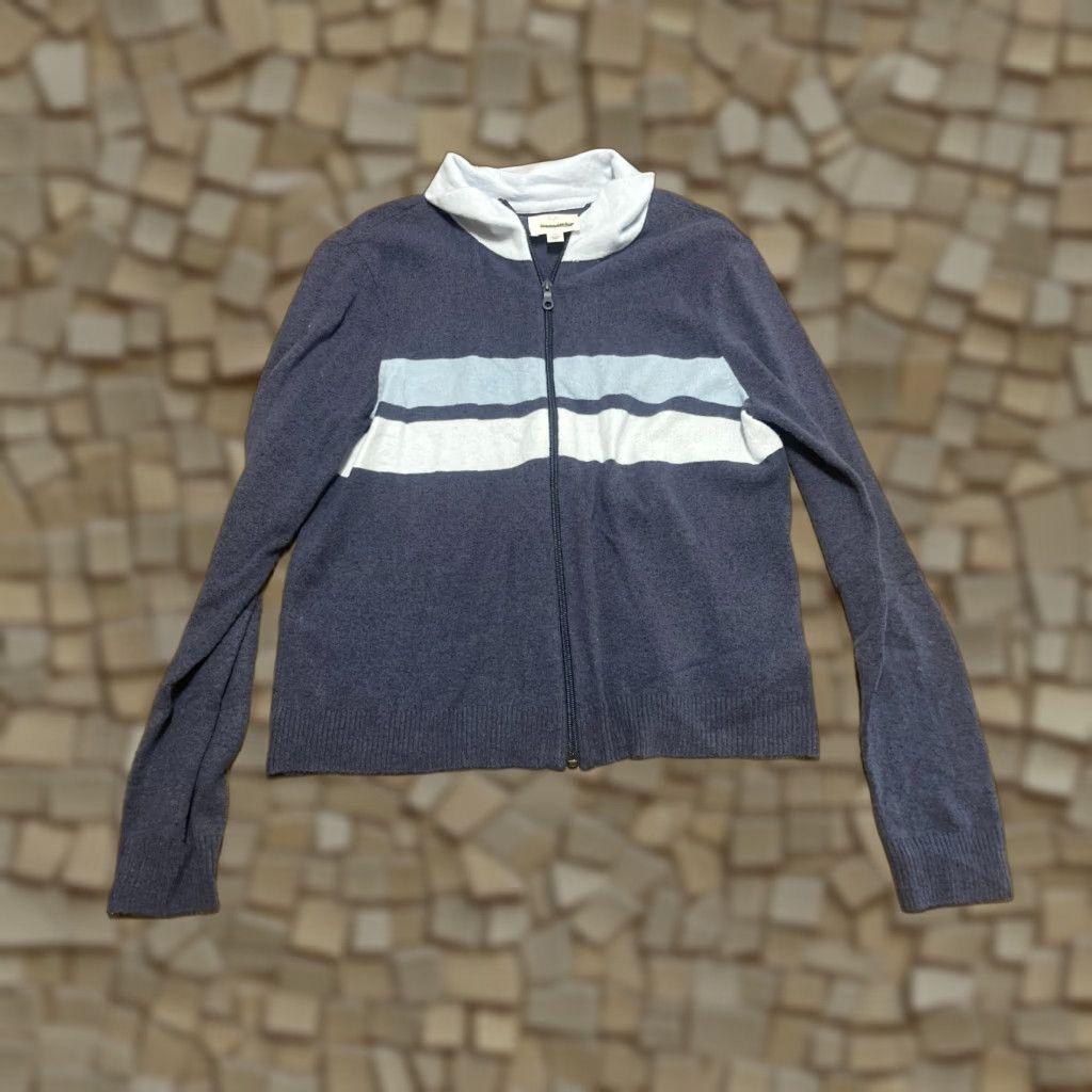 Vintage OFFLINE by Aerie Sweater Women's Size M Blue White Striped Zip Up Sweater Casual Womens Size M / US 6-8 / IT 42-44 - 1 Thumbnail