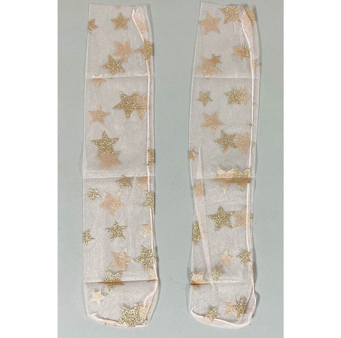 Vintage Tan Gold Sheer Glitter Star Ankle Socks Hosiery Lingerie ✨ Size ONE SIZE - 4 Thumbnail