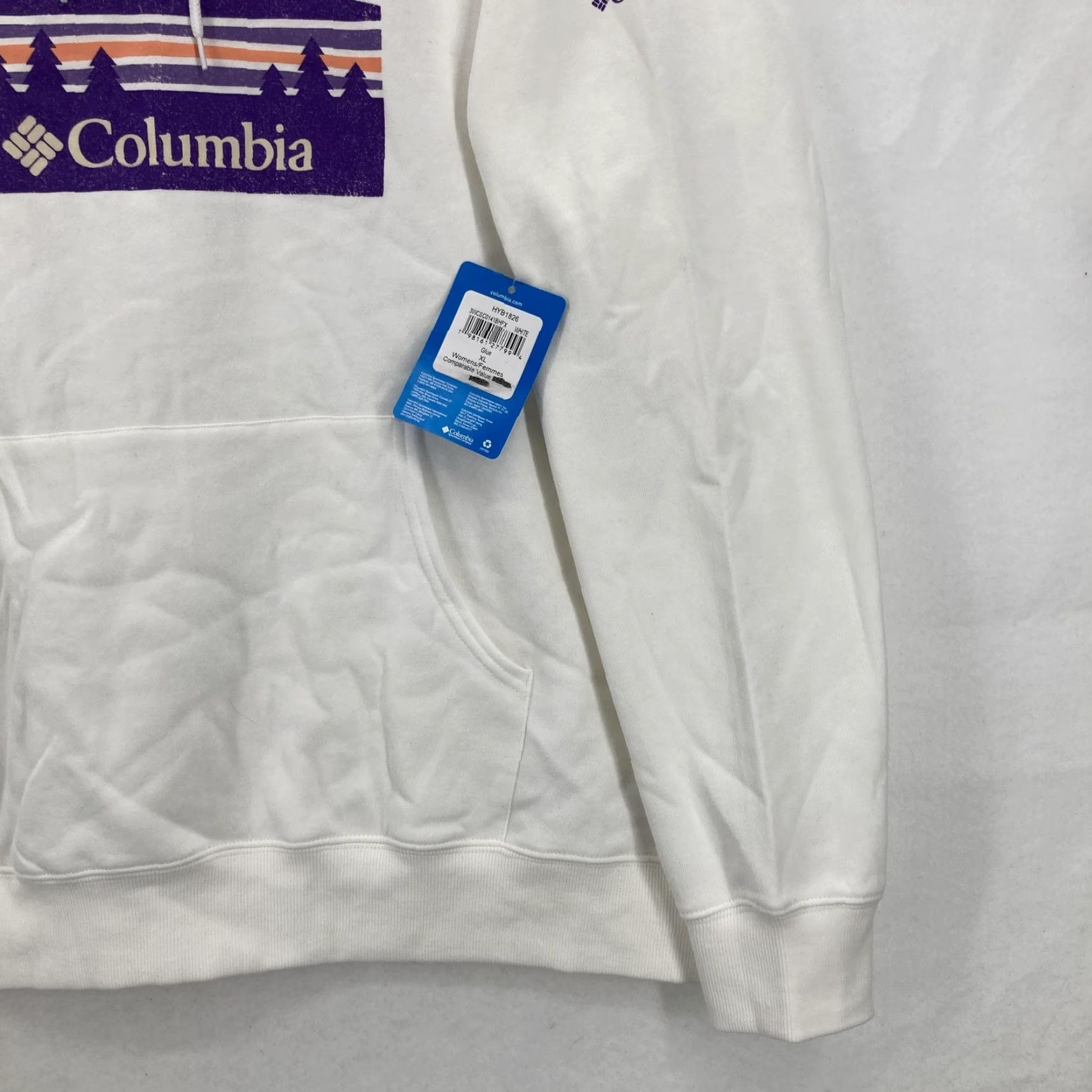 KangaROOS Columbia Hoodie Womens XL White Sunset Graphic Pullover Kangaroo Pocket Fleece Size XL / US 12-14 / IT 48-50 - 3 Thumbnail