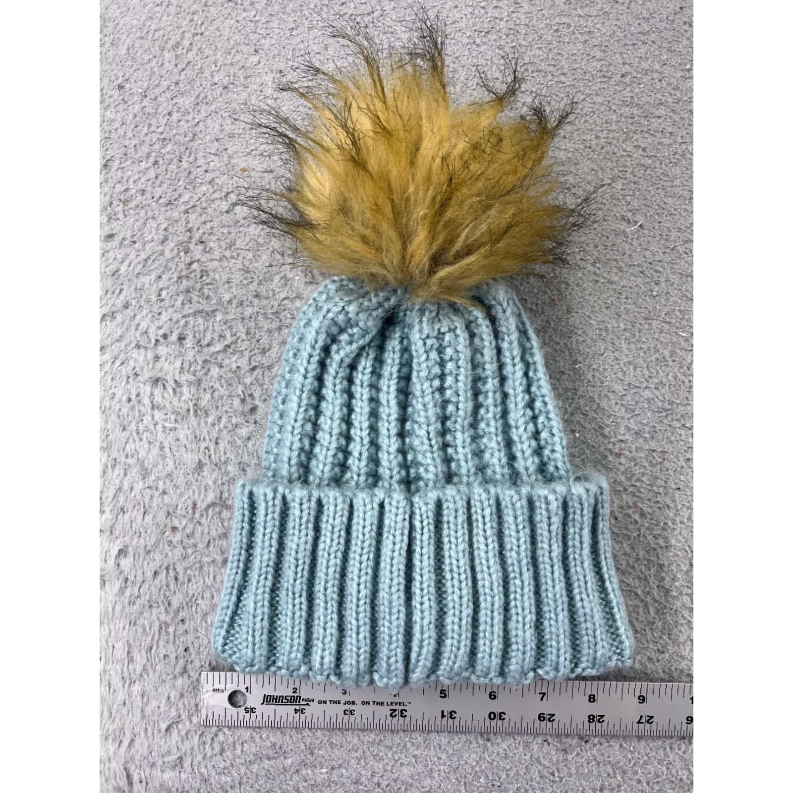 Treasure & Bond Treasure & Beyond Beanie Womens One Size Blue Knit Acrylic Faux Fur Pom Hat Size ONE SIZE - 4 Thumbnail