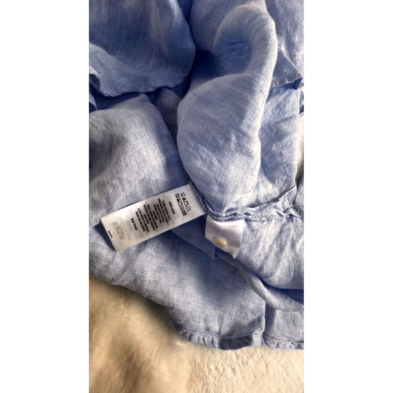 Vintage Tahari Essentials Women Linen Button-Up Shirt Tunic Large Light Blue Long Sleeve Size L / US 10 / IT 46 - 4 Thumbnail