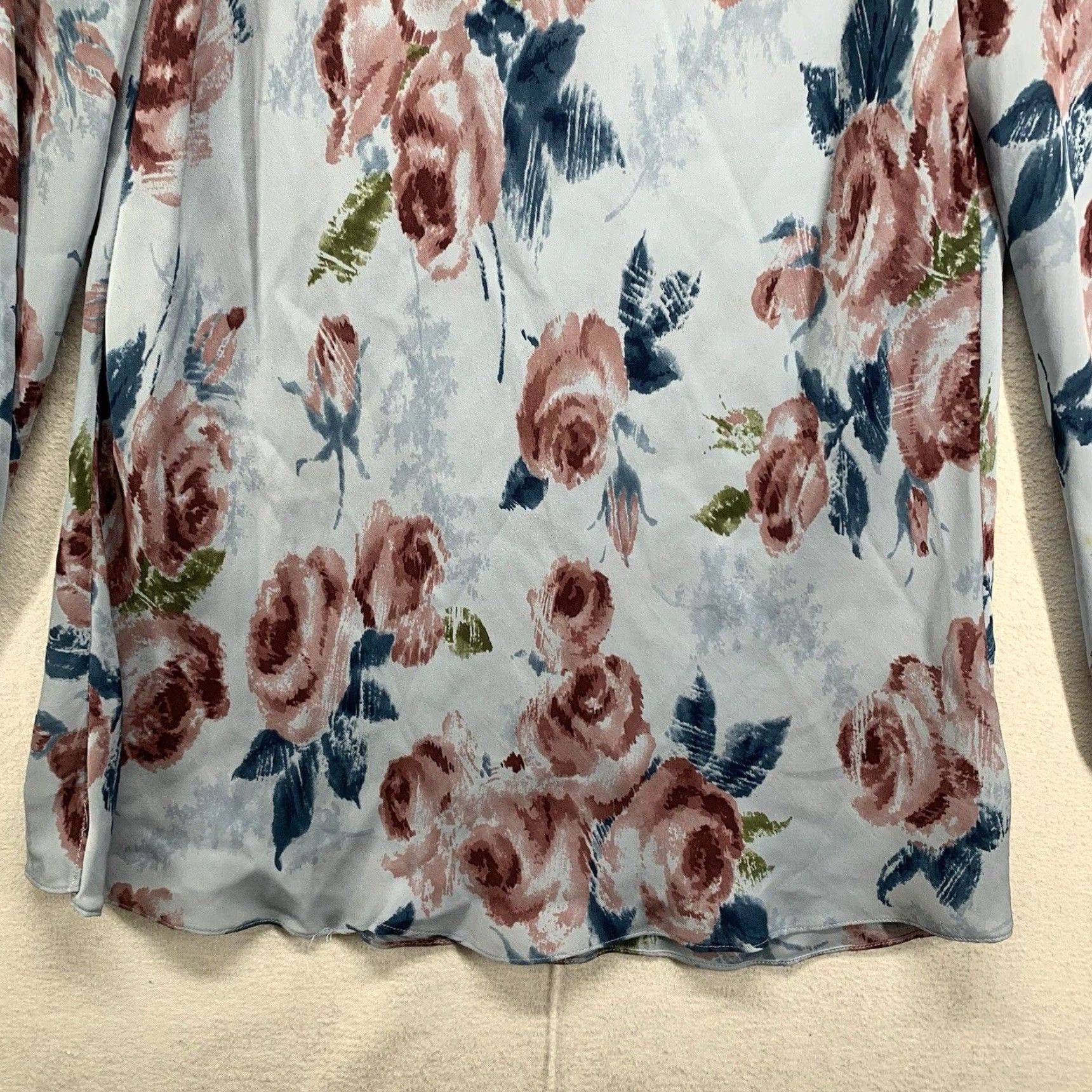 Vintage VINTAGE Josephine Chaus Silk Blouse Women’s All Over Flower Print Size 12 Blue Sheer 90s Bohemian Casual Size XL / US 12-14 / IT 48-50 - 5 Thumbnail