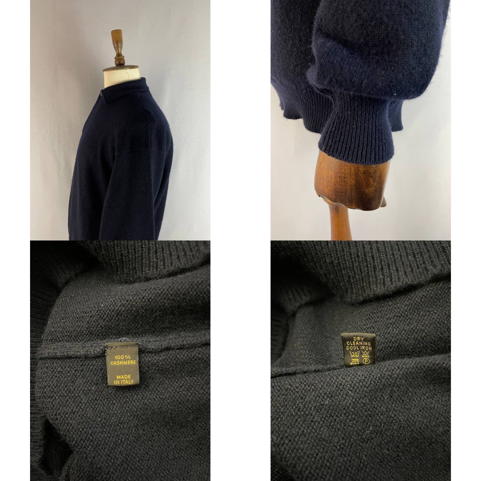 Loro Piana Loro Piana Mens Knit Sweater XL Blue Cashmere Long Sleeve Collared Pullover Knit, Regular Fit, Button Accent, Solid, Casual Size US XL / EU 56 / 4 - 8 Thumbnail
