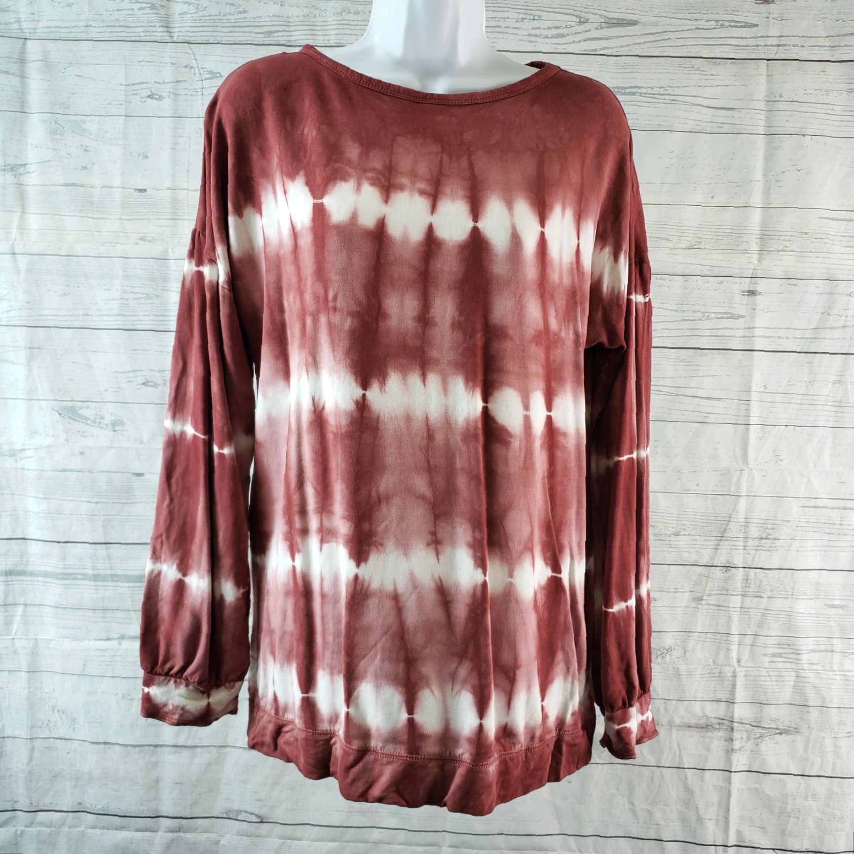 Vintage Knox Rose Womens Pullover Top Blouse Tie Dye Red White Long Sleeve Sz Medium Size M / US 6-8 / IT 42-44 - 2 Thumbnail