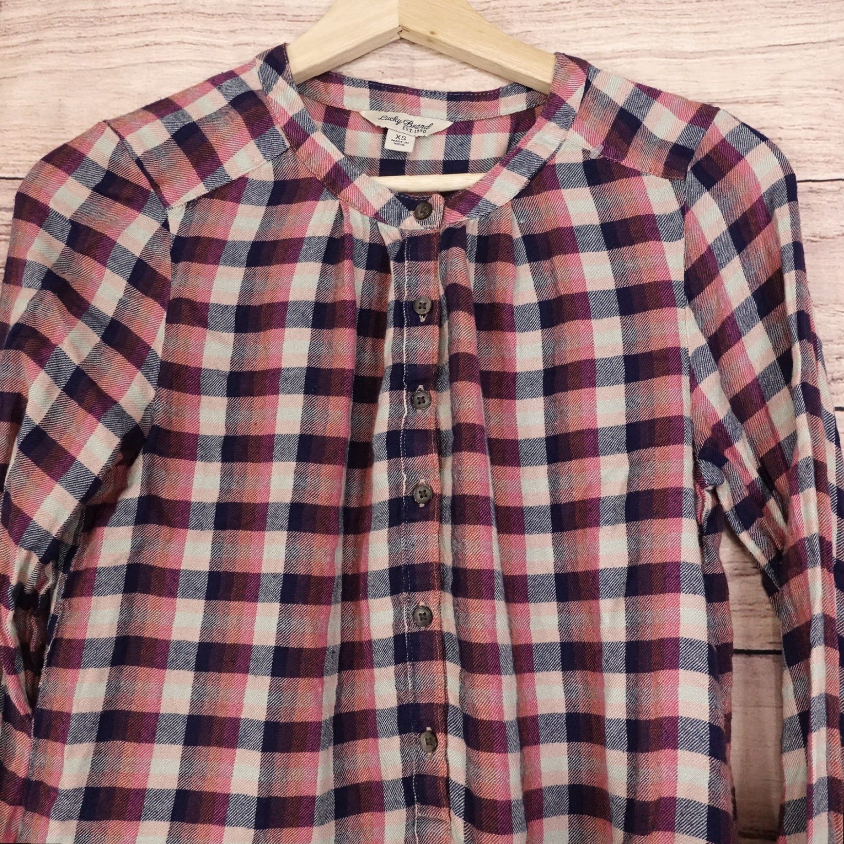 Lucky Brand Vintage Lucky Brand Plaid Henley Flannel Shirt Women's XS Casual Long Sleeve Size XS / US 0-2 / IT 36-38 - 2 Thumbnail