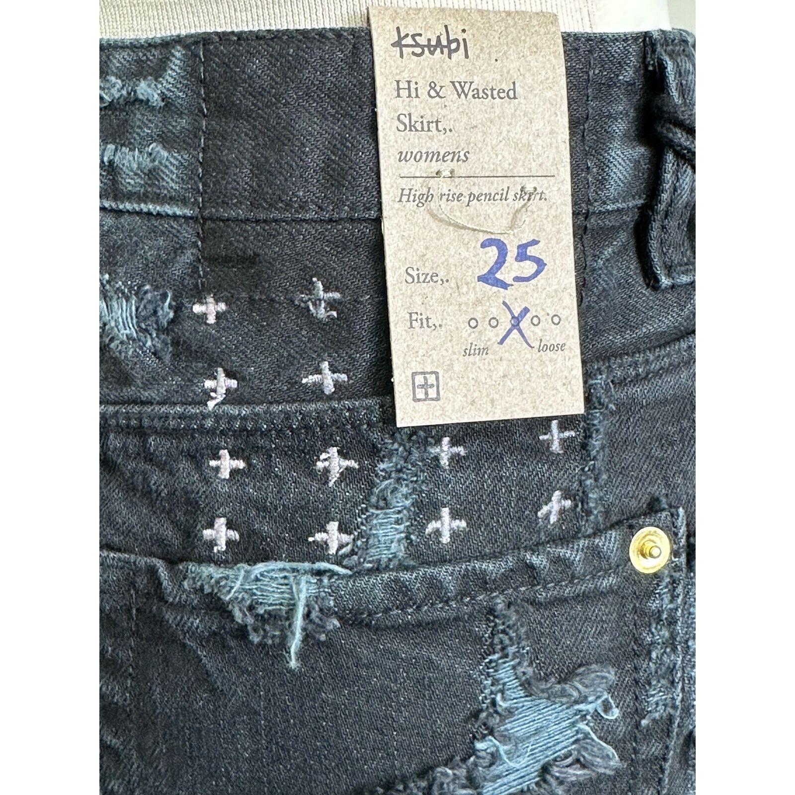 Ksubi Ksubi black distressed tune jean mini skirt size 25 Size 25" / US 0 / IT 36 - 9 Thumbnail
