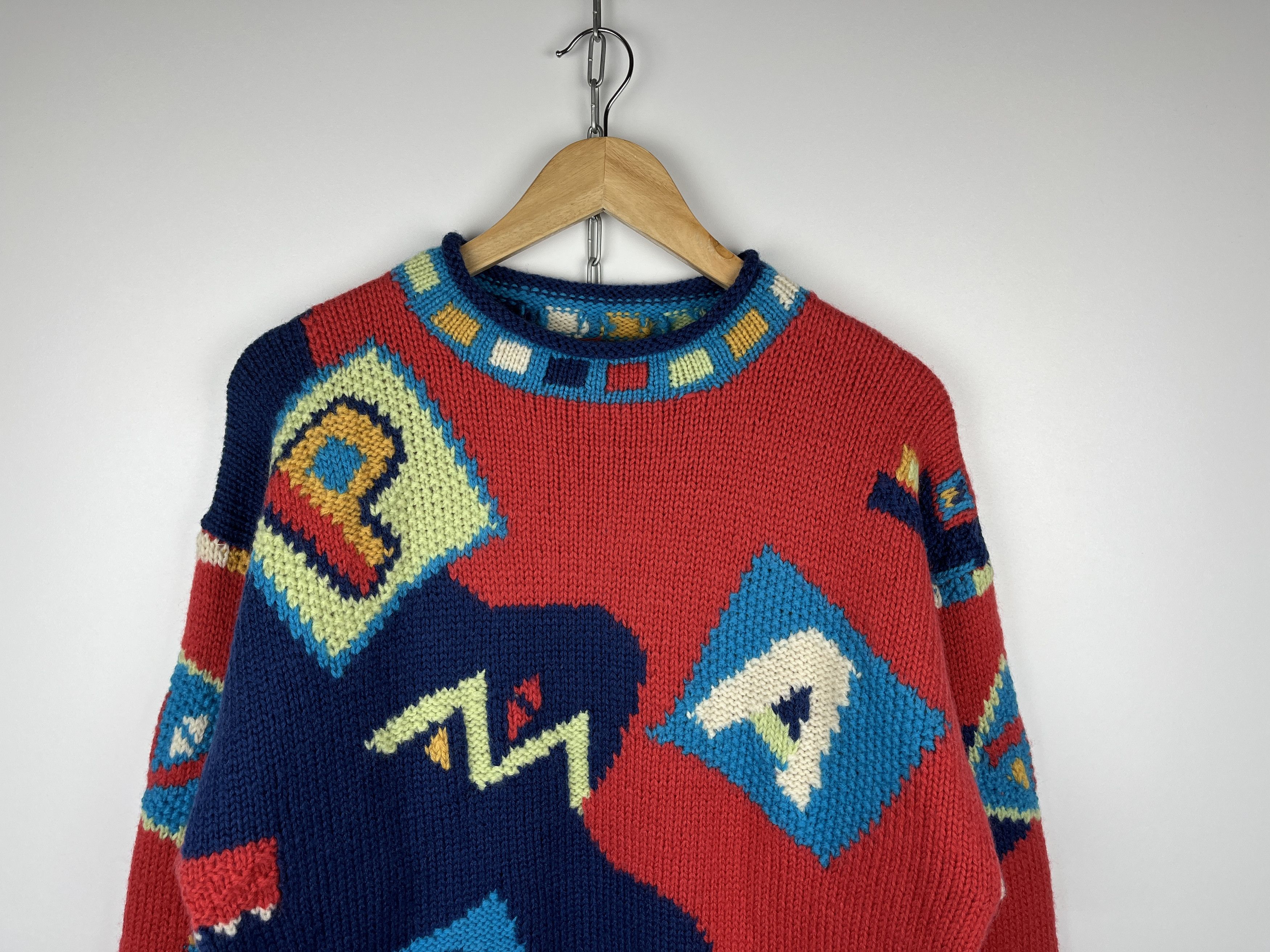 Vintage PACO Abstract Geometric Crazy Wool Knit Sweater Size S/M Size US S / EU 44-46 / 1 - 3 Thumbnail