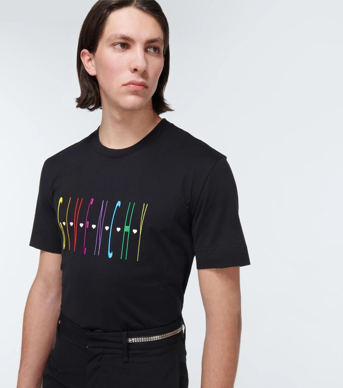 Givenchy x Disney Black Embroidered Rainbow Heart Logo T-Shirt Size US XS / EU 42 / 0 - 2 Thumbnail