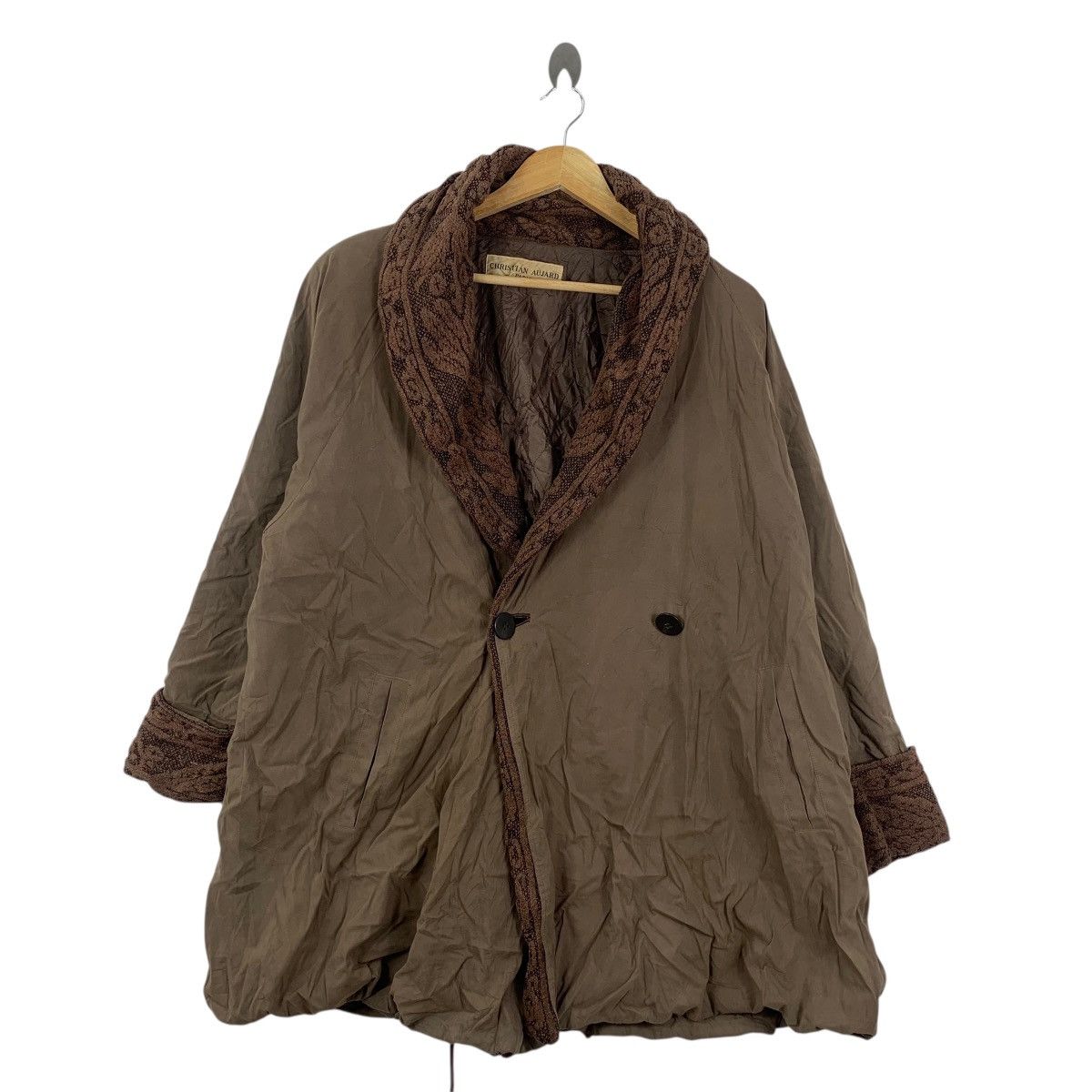 Vintage Vintage CHRISTIAN AUJARD PARIS Paisley Trench Coat Jacket Size XXL / US 16-18 / IT 52-54 - 3 Thumbnail