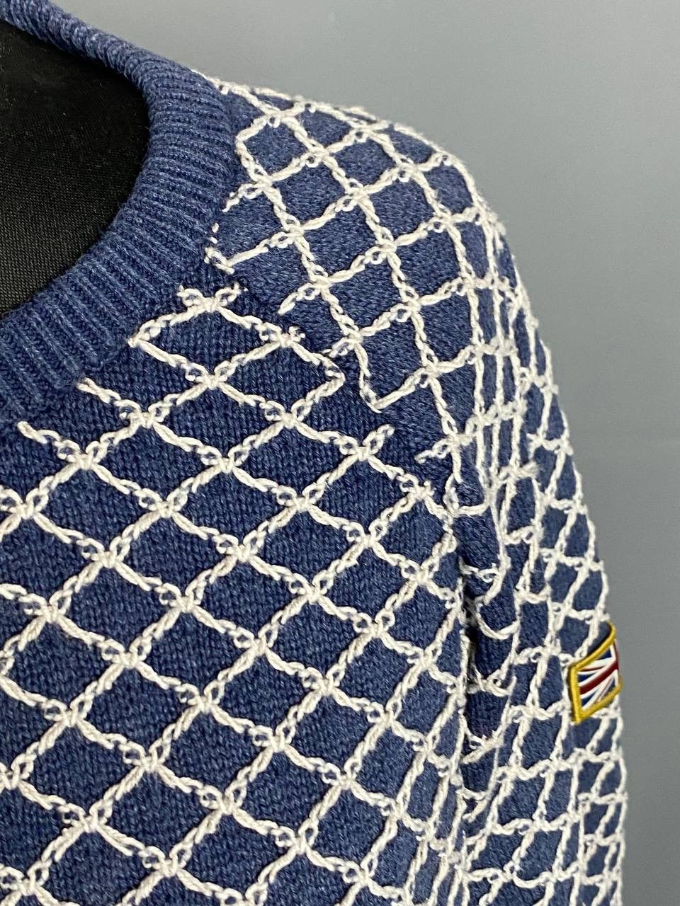 Barbour Barbour Sweater Openwork Lattice Knit Union Jack Patch Sz M Size M / US 6-8 / IT 42-44 - 5 Thumbnail