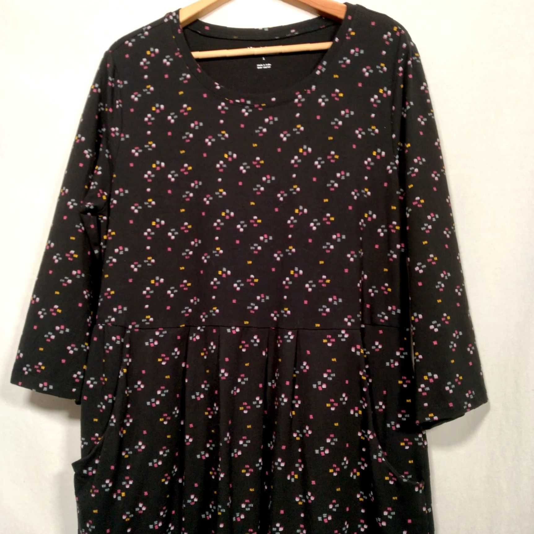 Vintage NORTHSTYLE Abstract Midi Shirt Dress Large Navy Blue Purple Long Sleeve Womens Size L / US 10 / IT 46 - 4 Thumbnail