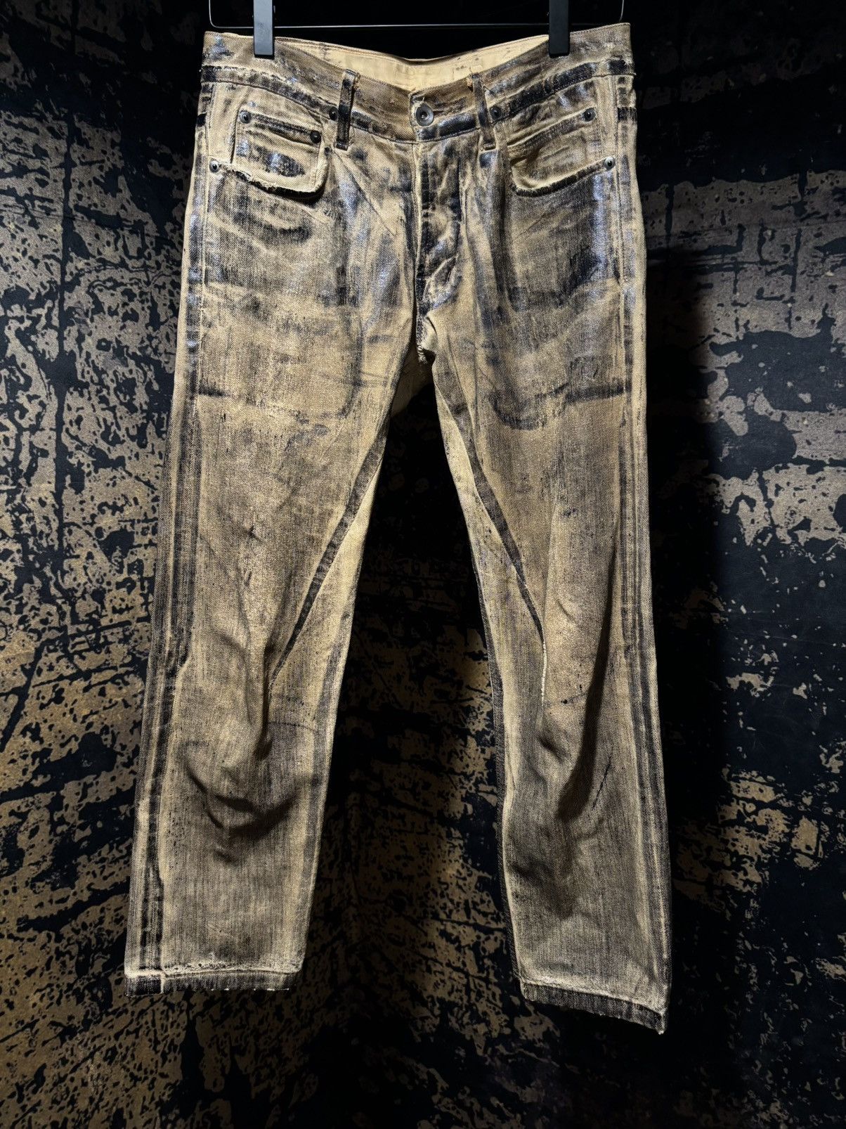Rick Owens Rick Owens SS 2010 Cream Gravel Waxed Jeans Size US 29 - 2 Thumbnail