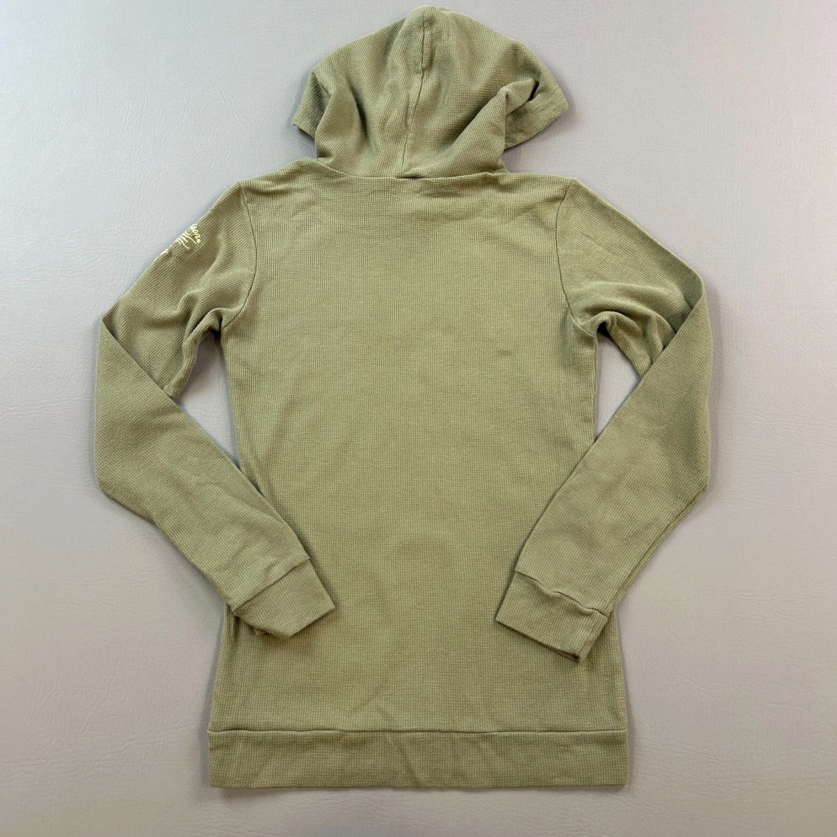 Harley Davidson Harley-Davidson Hoodie Women’s Medium Green Waffle Knit Thermal Flame Logo Biker Size M / US 6-8 / IT 42-44 - 6 Thumbnail