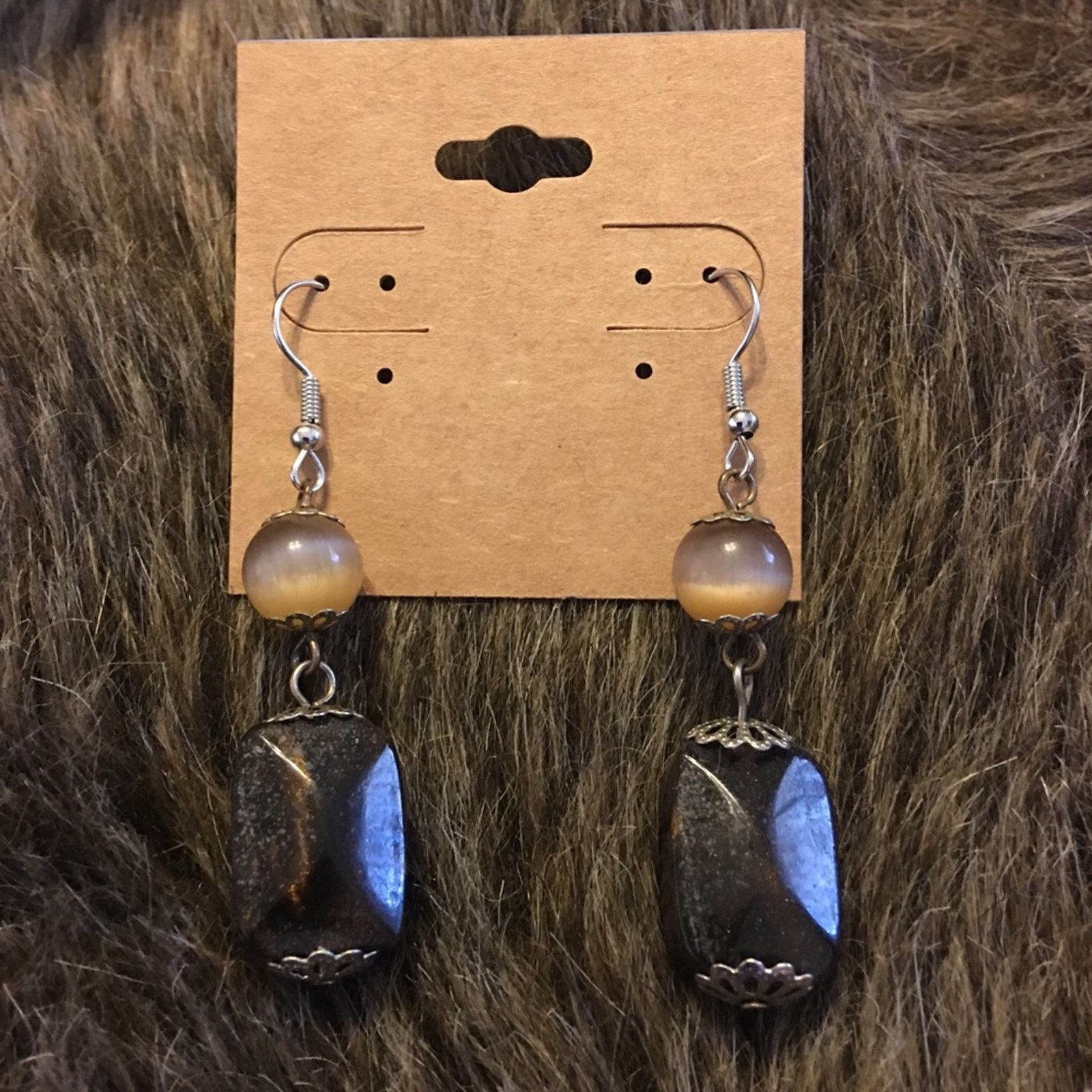 Jewelry Moon glow glass and marble bead dangle earrings Size ONE SIZE - 2 Thumbnail