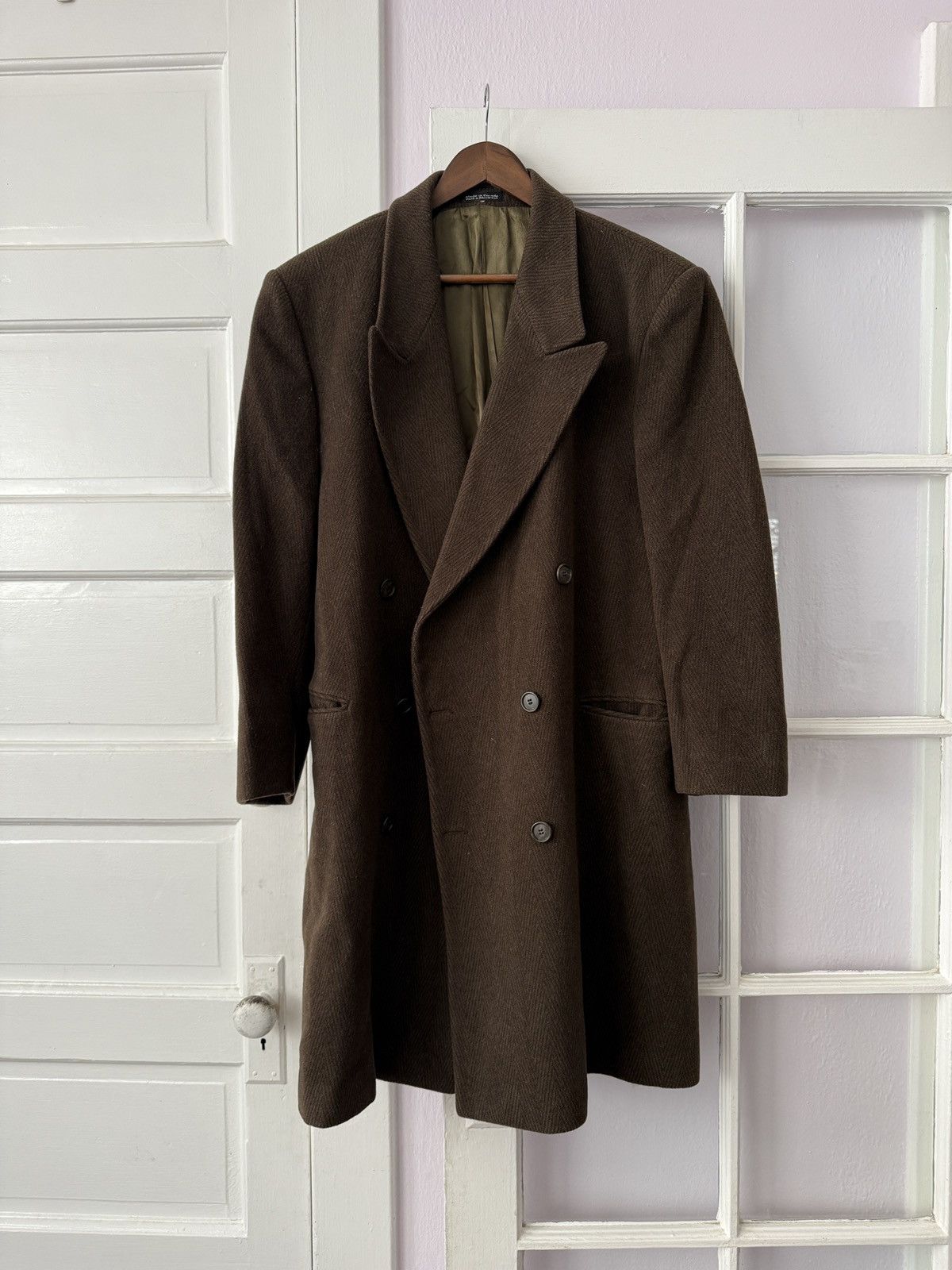 Vintage Vintage Double-Breasted Herringbone Overcoat Size US M / EU 48-50 / 2 - 1 Thumbnail