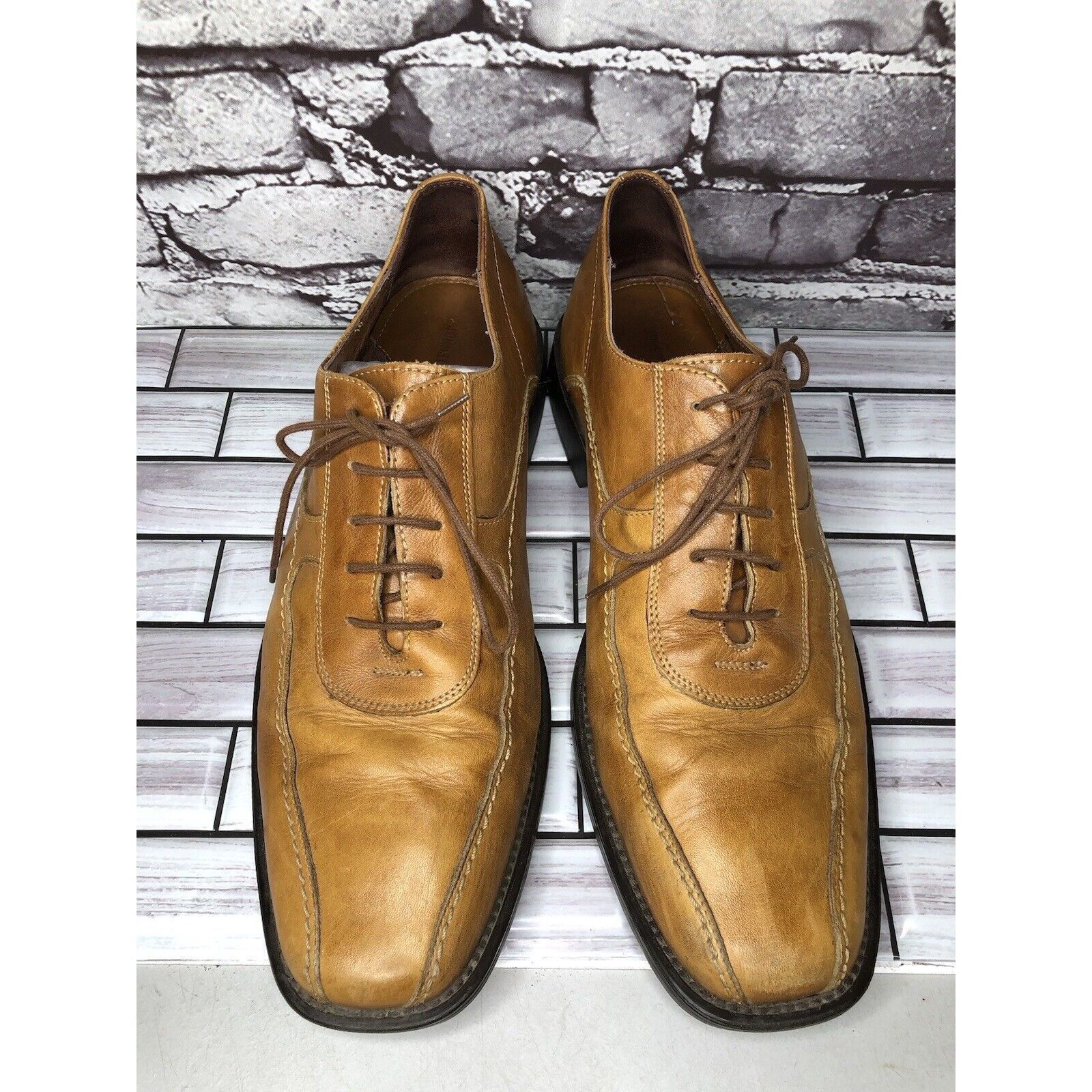 Johnston & Murphy Johnston & Murphy Tan Brown Leather Bicycle Toe Oxfords Shoe Size US 11.5 / EU 44-45 - 2 Thumbnail