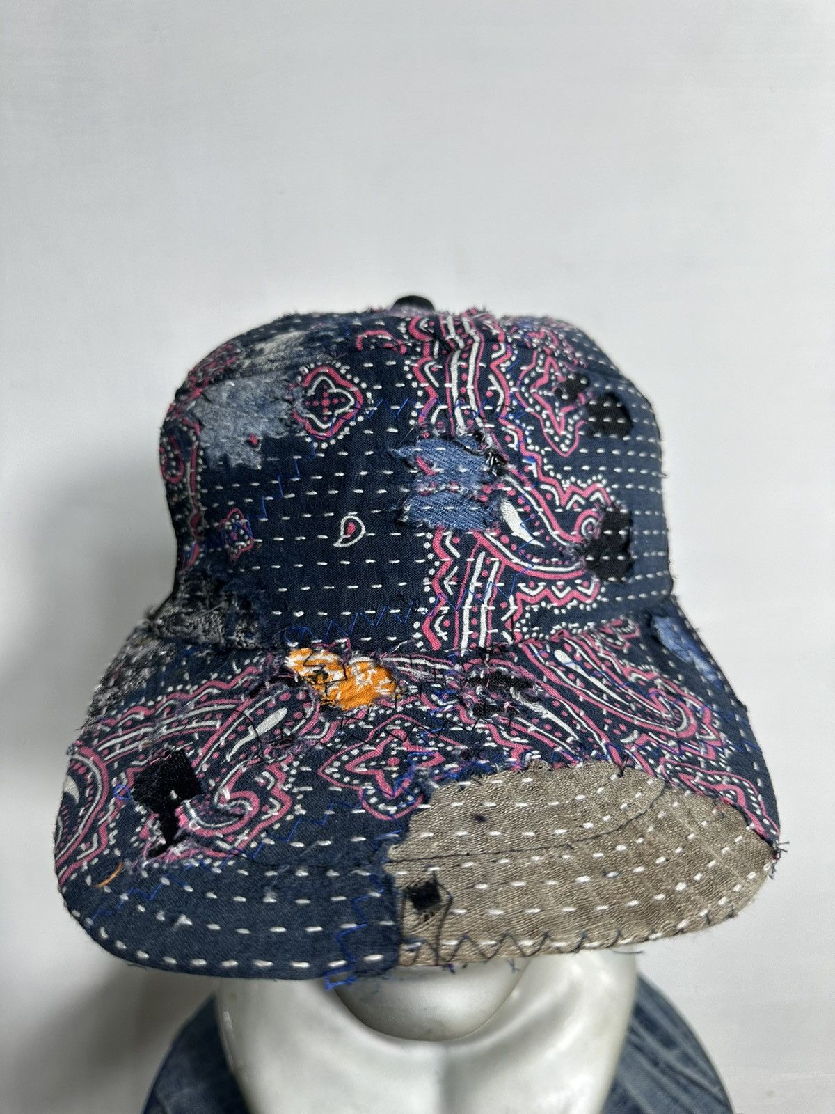 Handmade Custom Made Distressed Paisley Patchwork Boro Trucker hats Size ONE SIZE - 9 Thumbnail