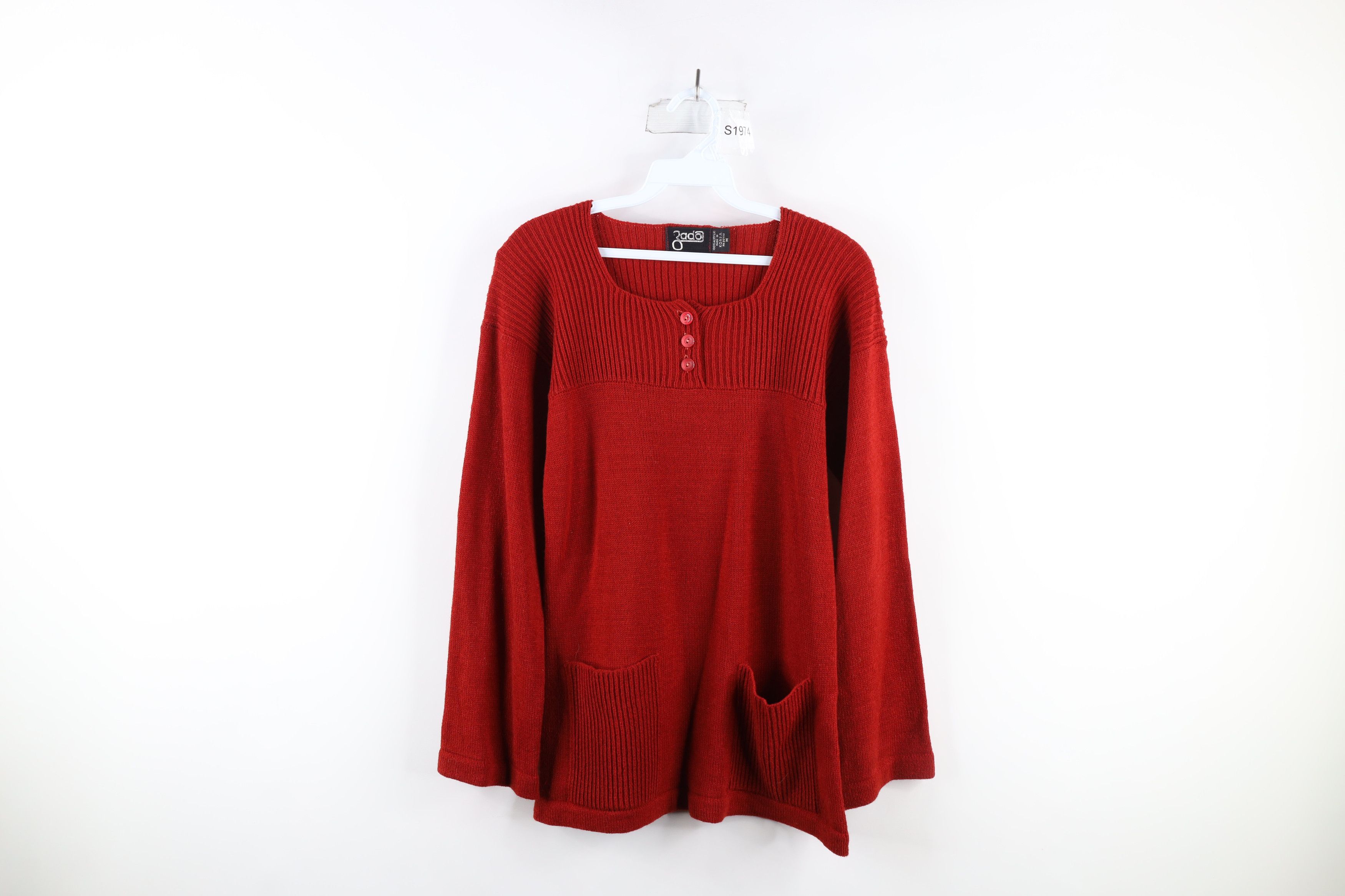 Vintage Vintage 70s Boho Chic Sleeve Ribbed Knit Henley Sweater Size M / US 6-8 / IT 42-44 - 1 Thumbnail