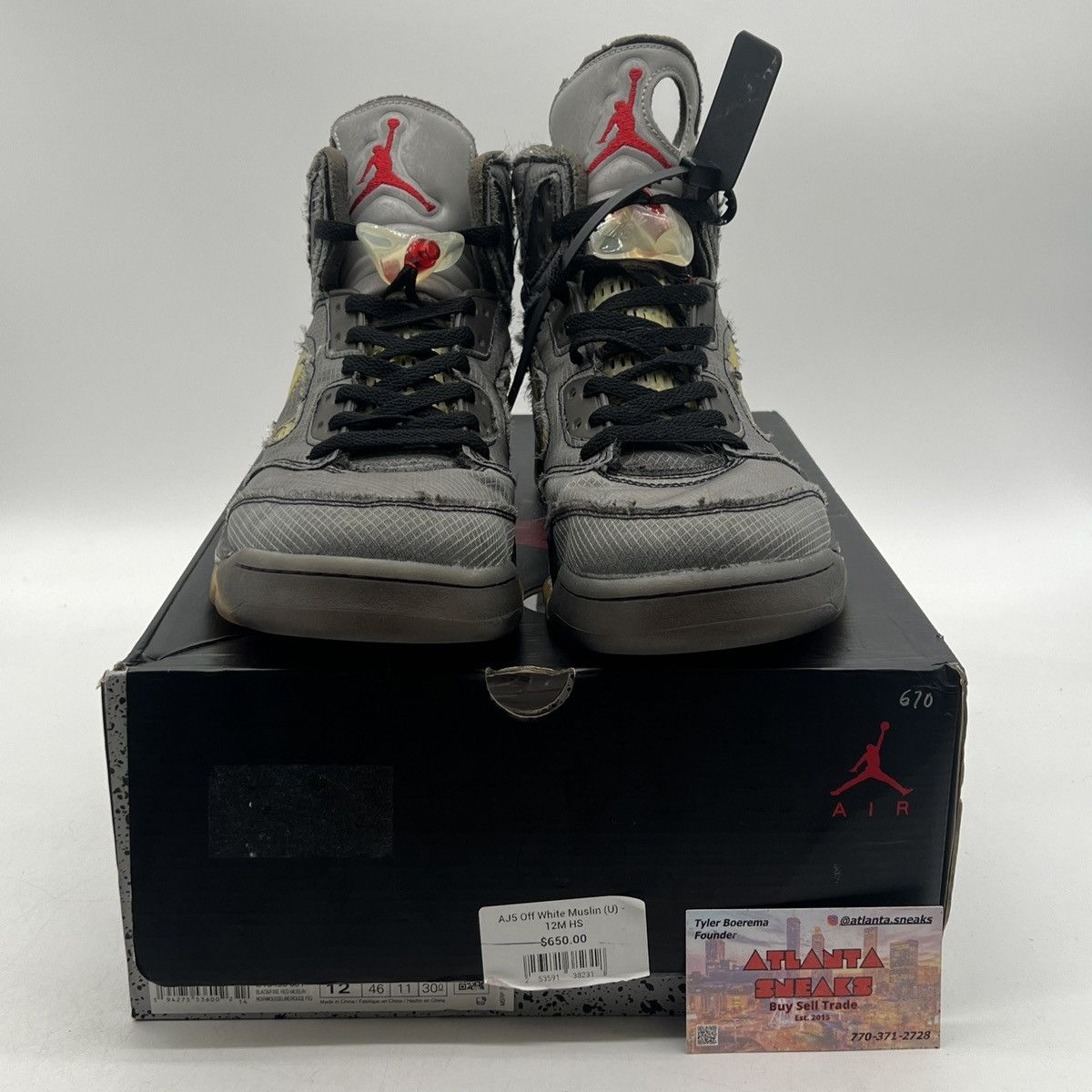 Jordan Brand Off white x air Jordan 5 muslin Size US 12 / EU 45 - 2 Thumbnail