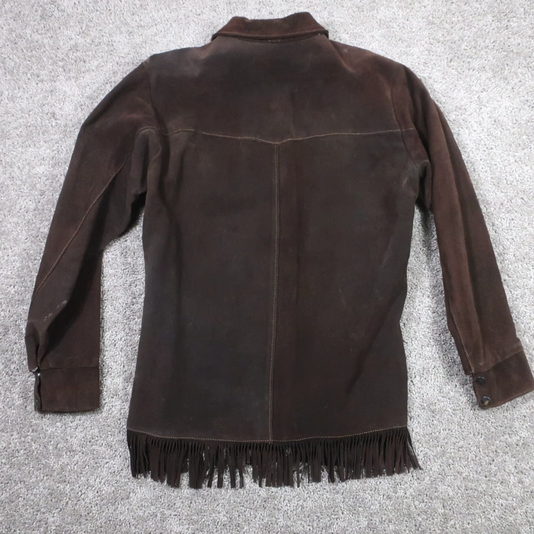 Vintage VTG Walker's Riding Apparel Leather Jacket Mens 40 Brown Suede Fringes Western Bomber Jacket Adult Men Size US XXS / EU 40 - 4 Thumbnail